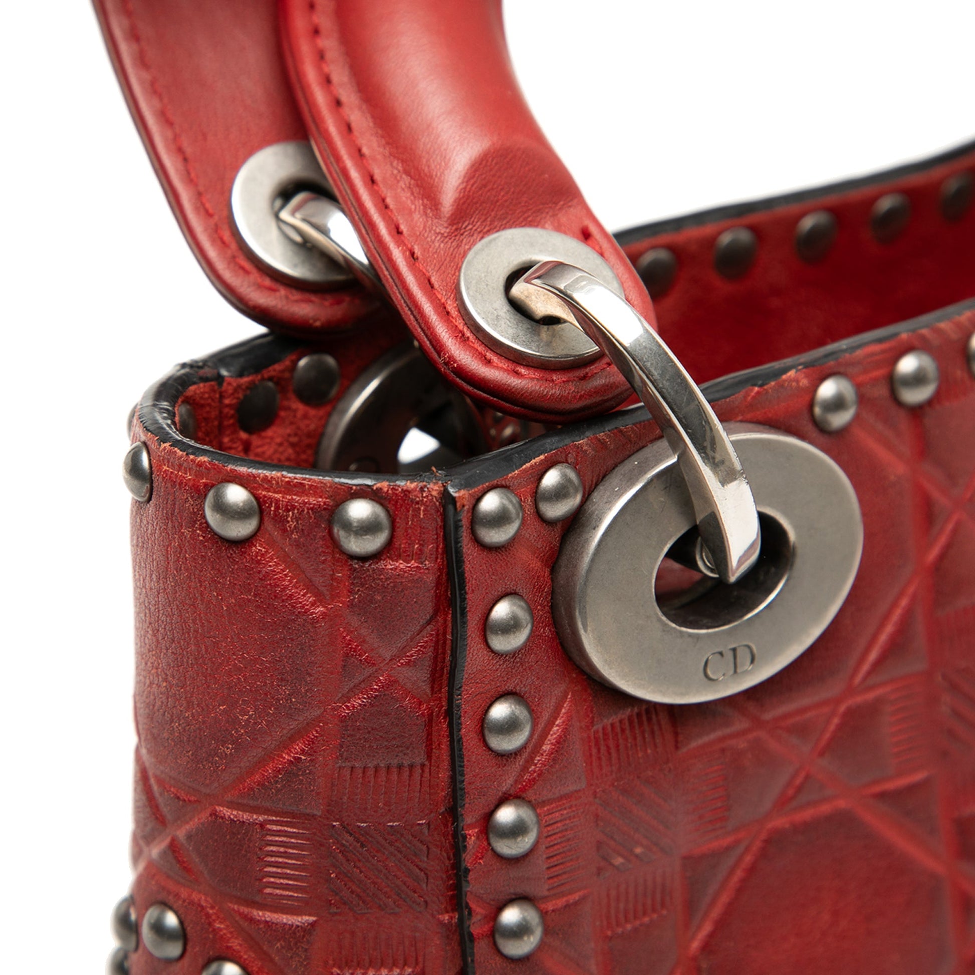 Dior Mini Embossed Calfskin Cannage Studded Flower Lady Dior
