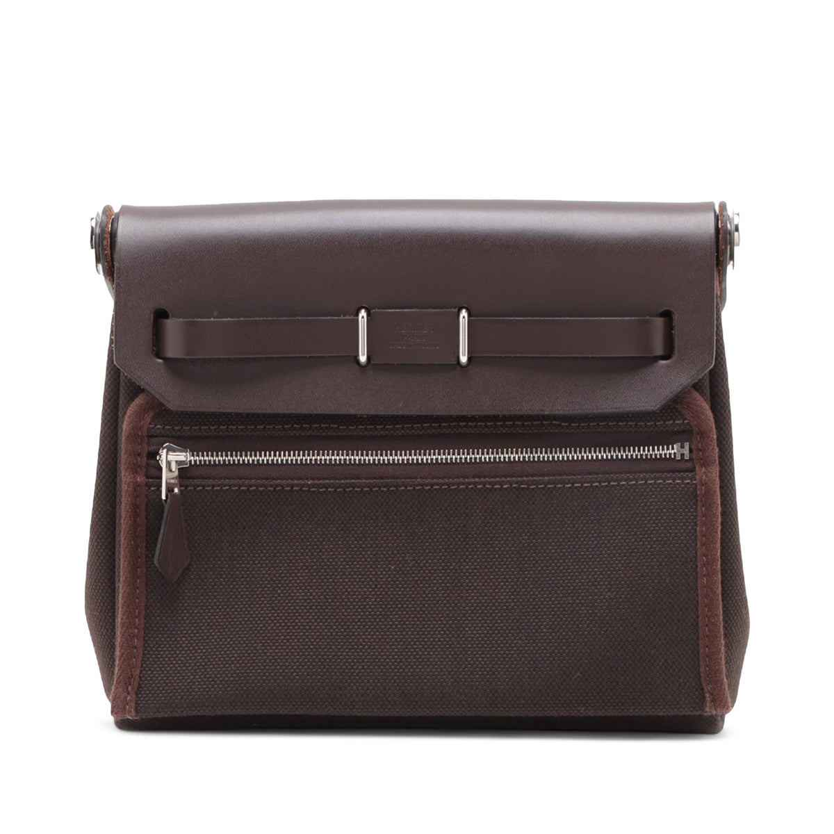 Hermès Military Toile and Vache Hunter Herbag Zip 20 — Brown