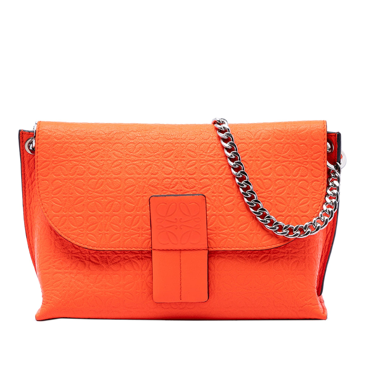 LOEWE Embossed Anagram Leather Repeat Avenue Crossbody — Orange