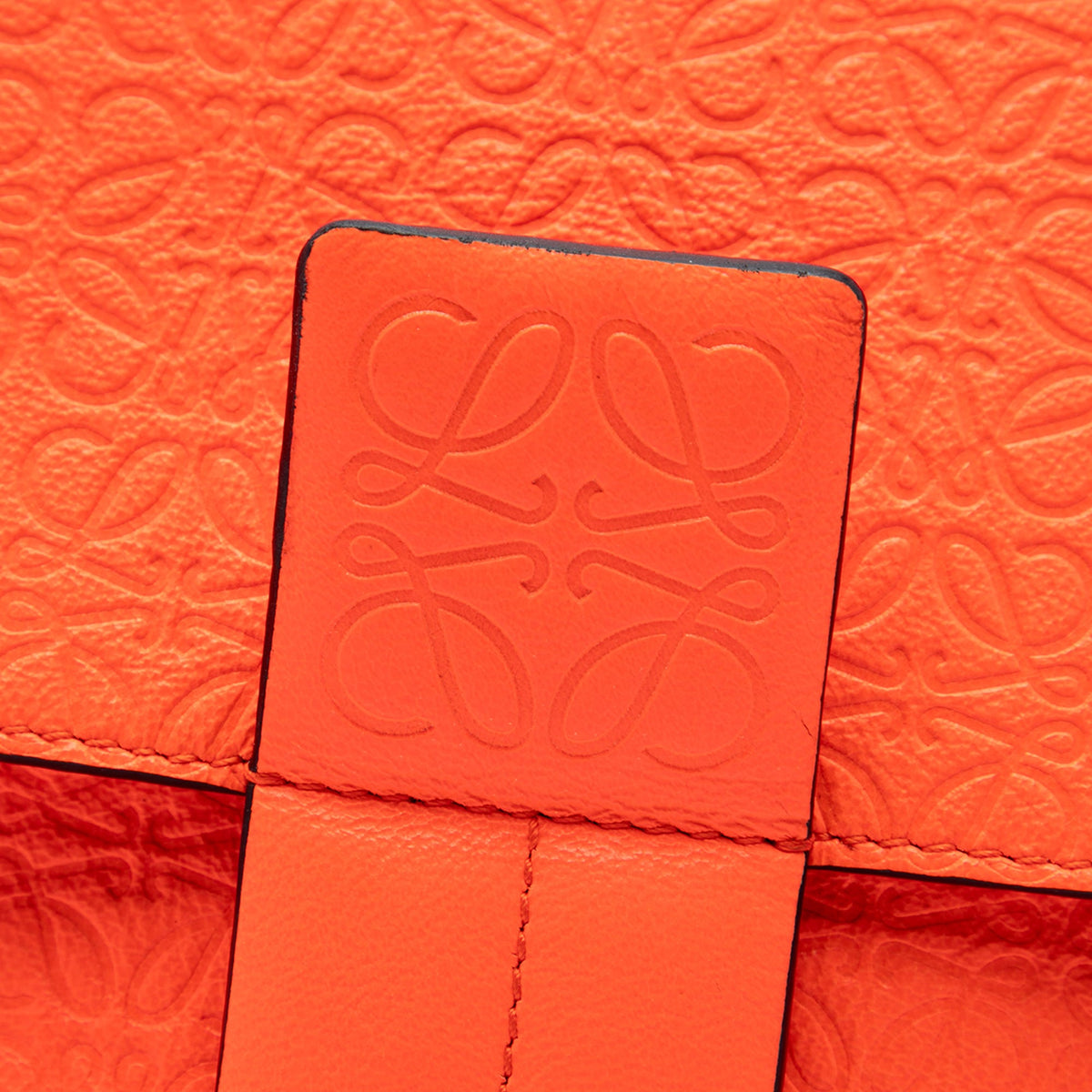 LOEWE Embossed Anagram Leather Repeat Avenue Crossbody — Orange