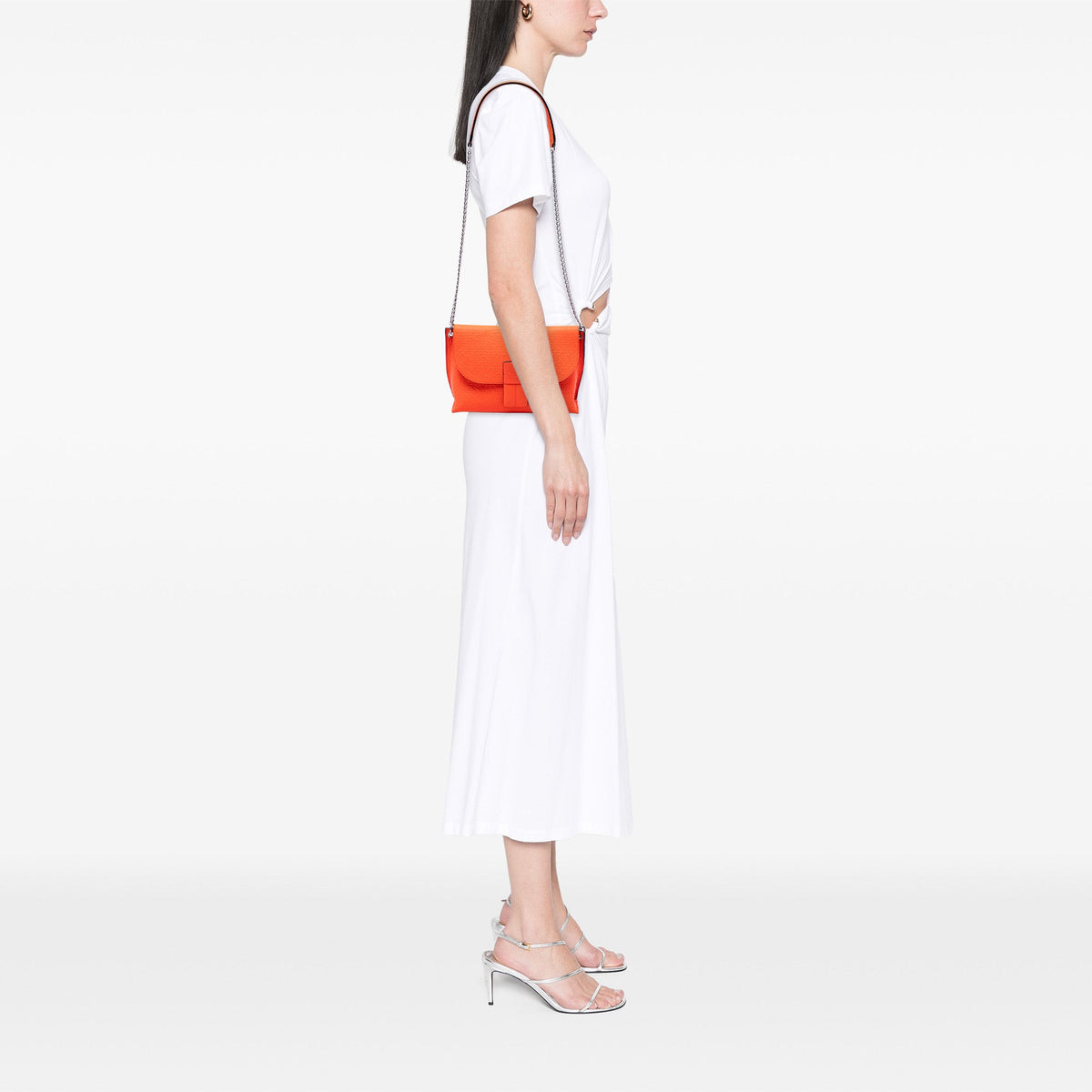 LOEWE Embossed Anagram Leather Repeat Avenue Crossbody — Orange