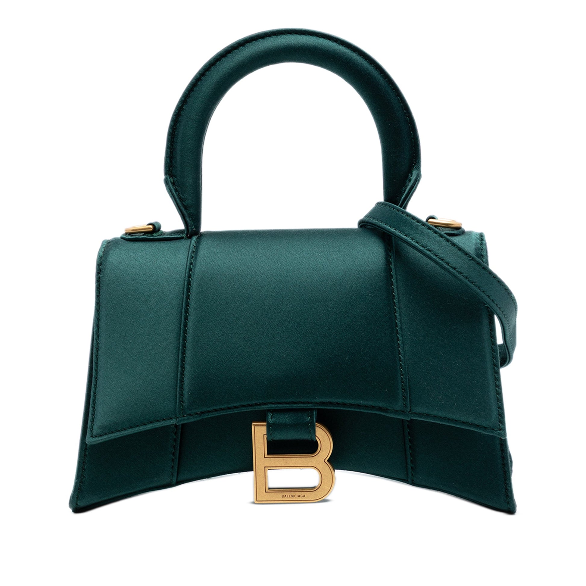 Balenciaga Satin Hourglass Top Handle Bag XS