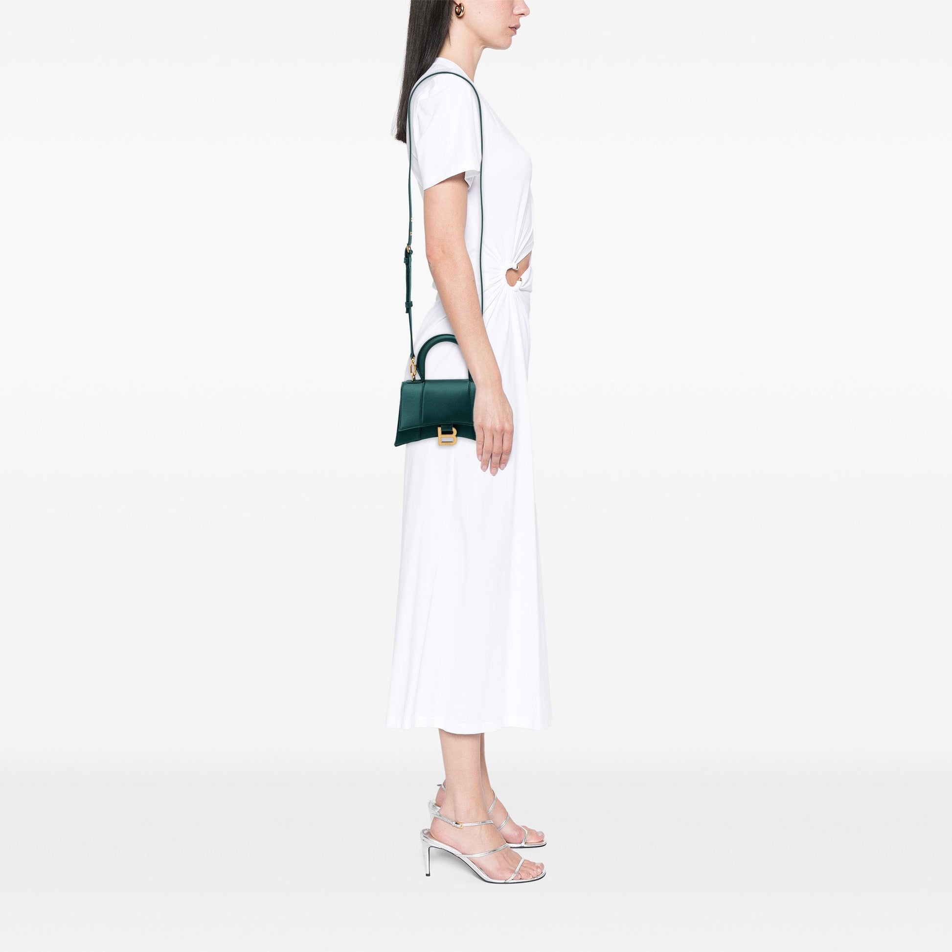 Balenciaga Satin Hourglass Top Handle Bag XS