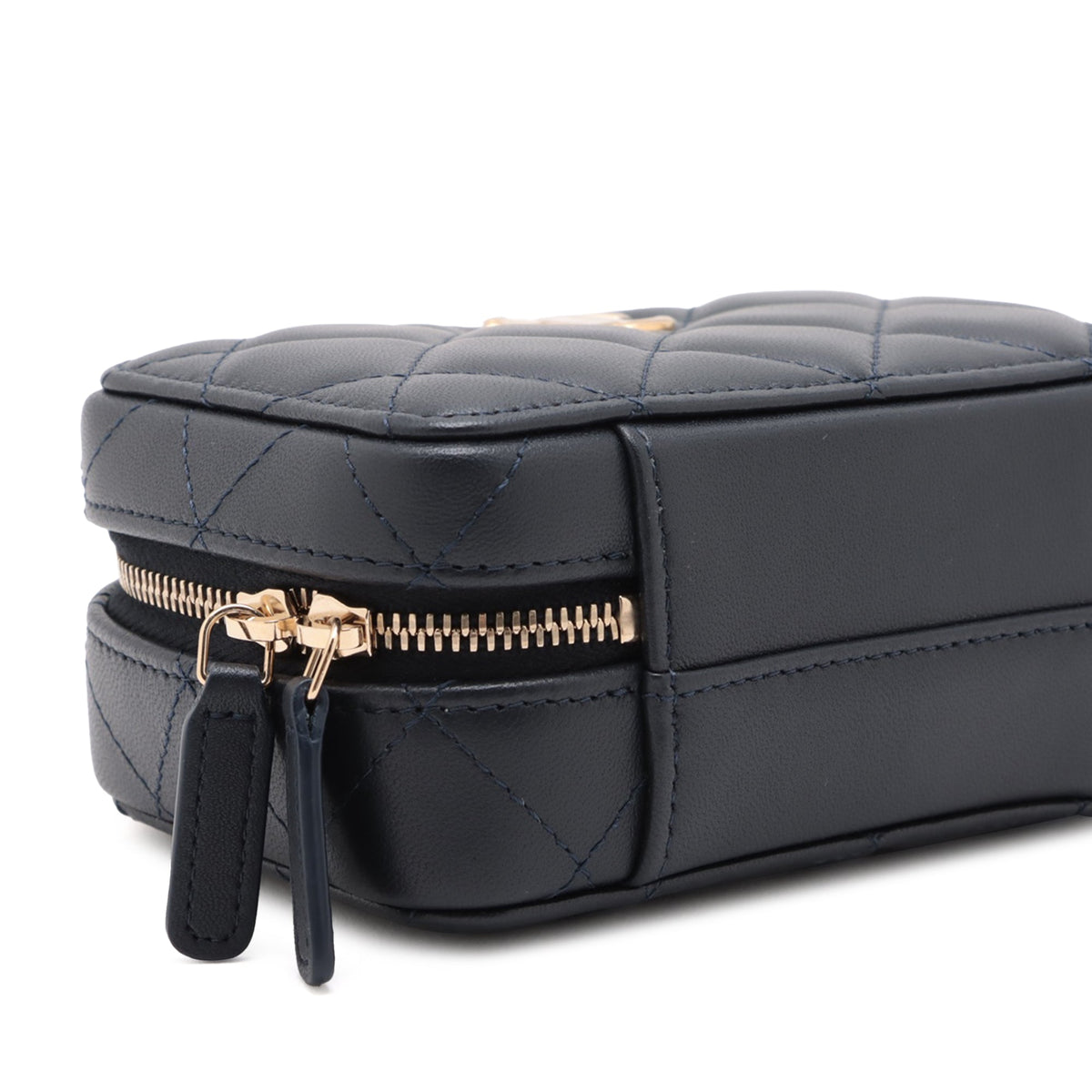Chanel Mini CC Quilted Lambskin Chain Top Handle Vanity Case — Blue