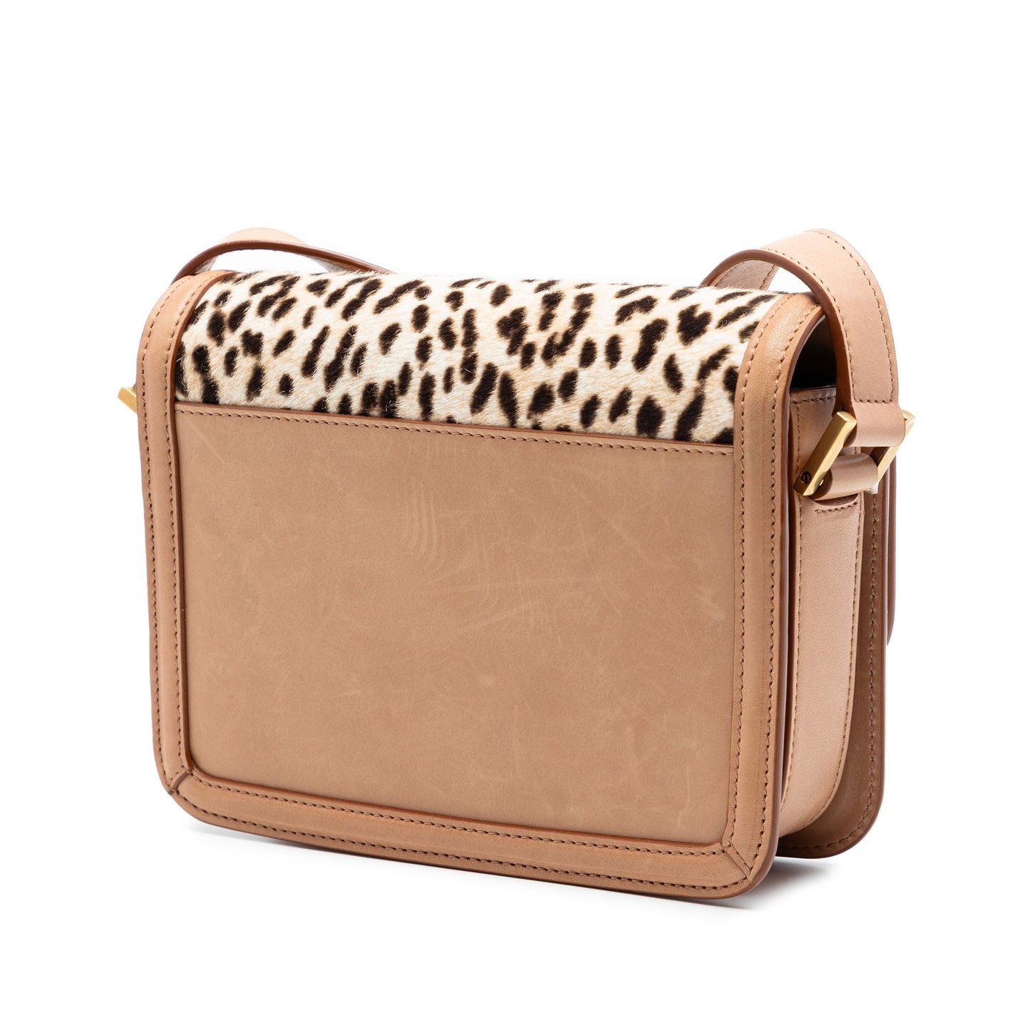 Saint Laurent Small Calf Hair Leopard Print Solferino Satchel In Box