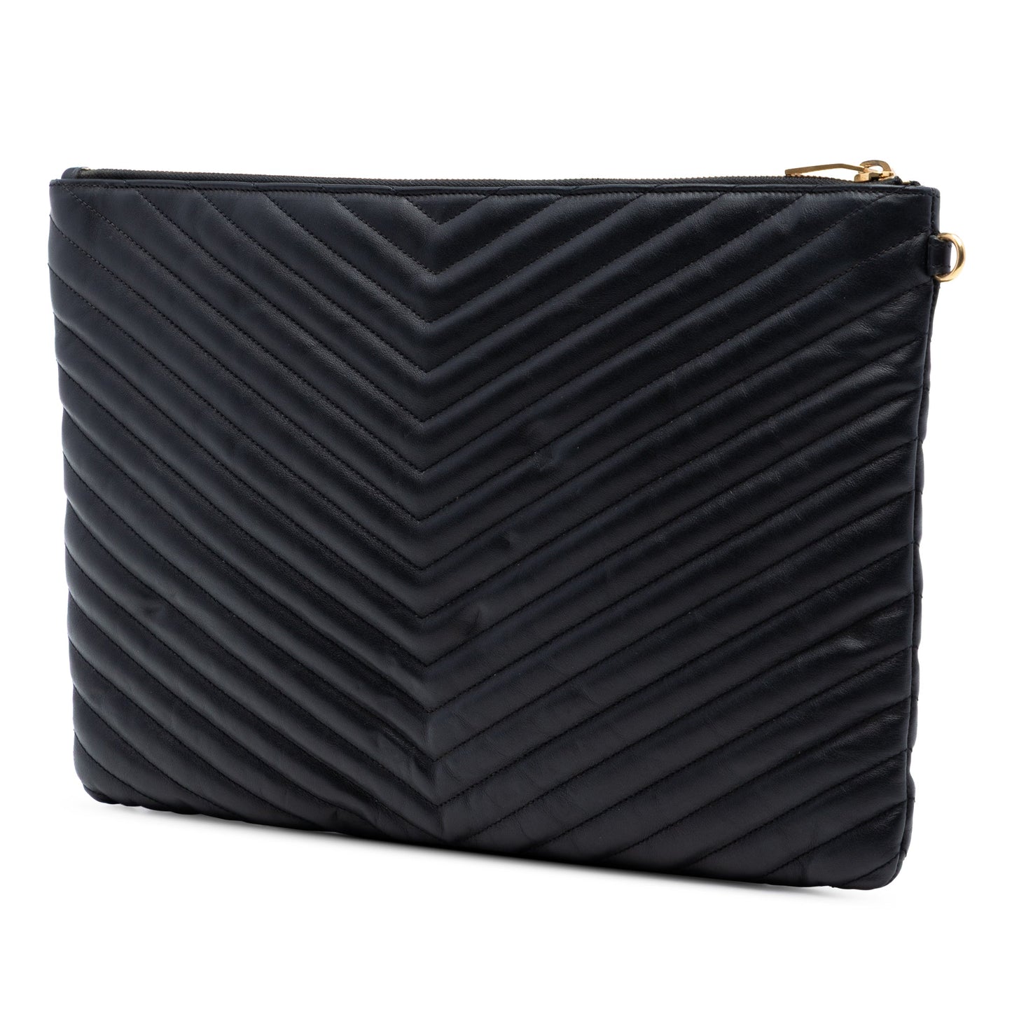 Saint Laurent Chevron Leather Monogram Document Holder