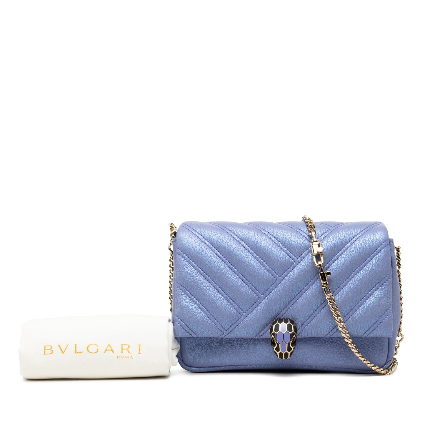 Bvlgari Leather Serpenti Cabochon Chain Crossbody