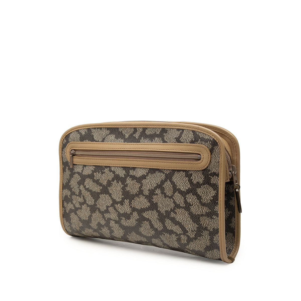 Saint Laurent Coated Canvas Giraffe Print Clutch — Gray