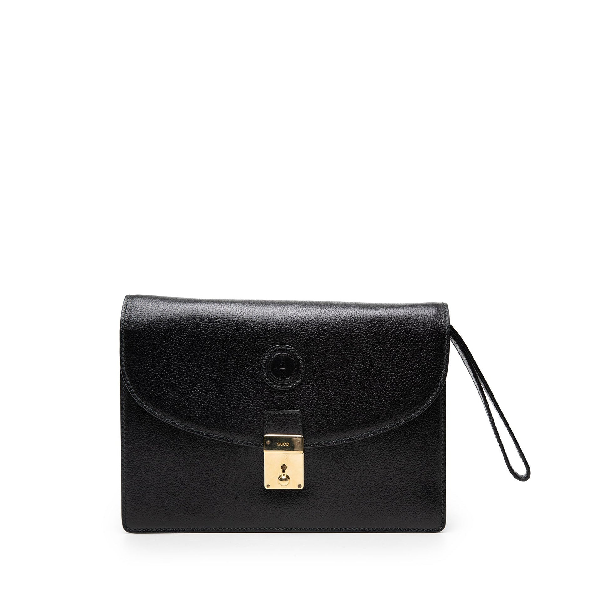 Gucci Calfskin Interlocking G Padlock Wristlet Clutch