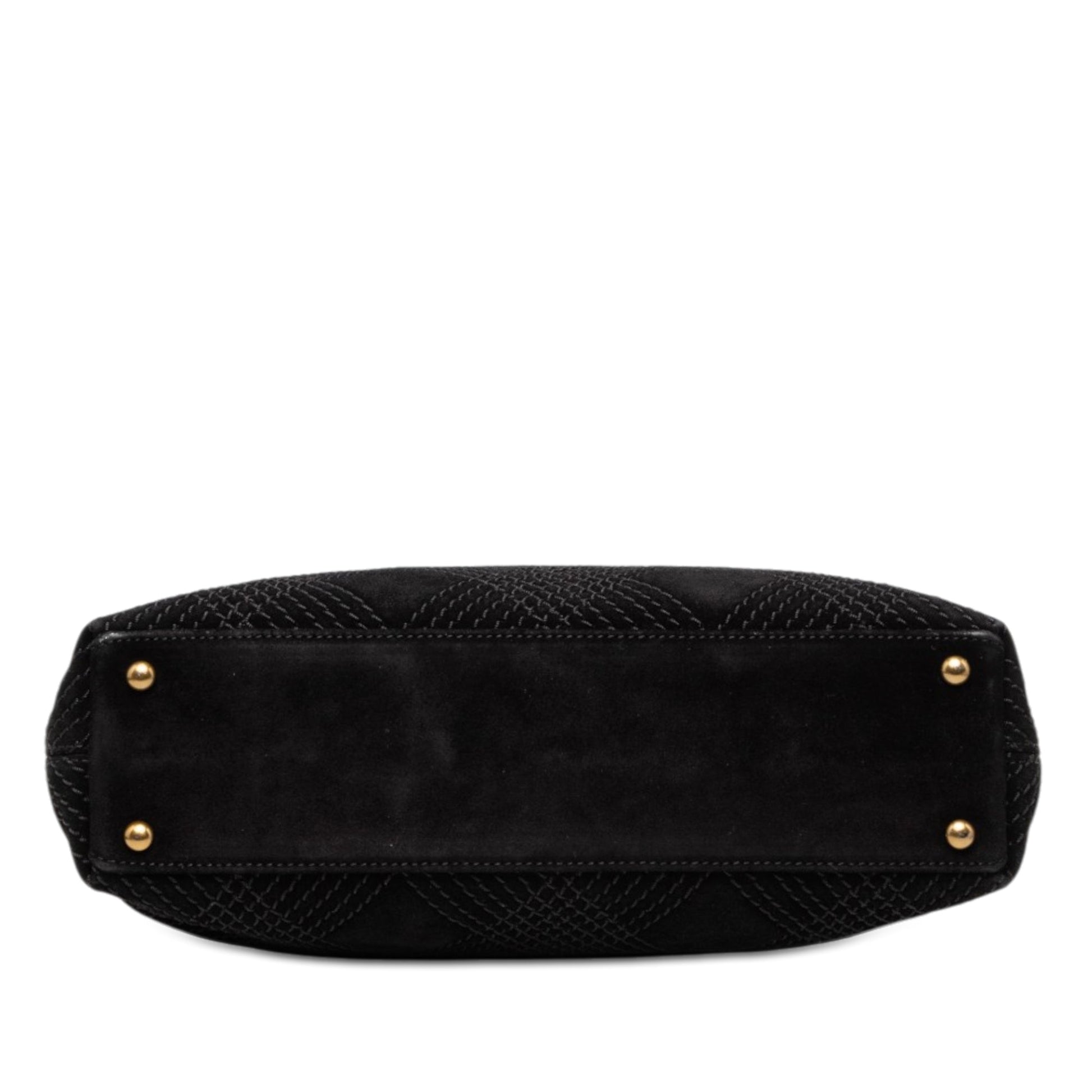 Chanel CC Stitched Suede Tote