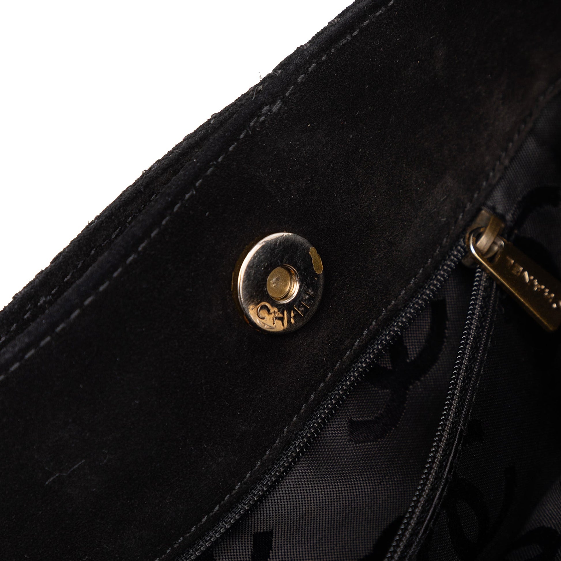 Chanel CC Stitched Suede Tote