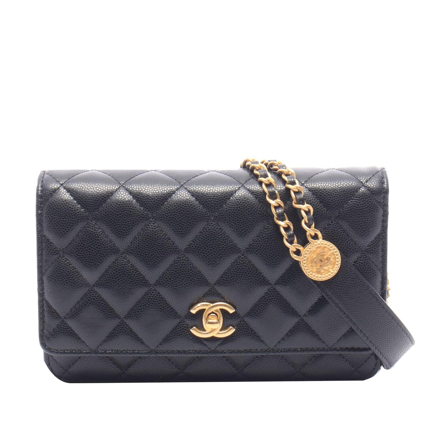 Chanel CC Quilted Caviar Coin Wallet on Chain