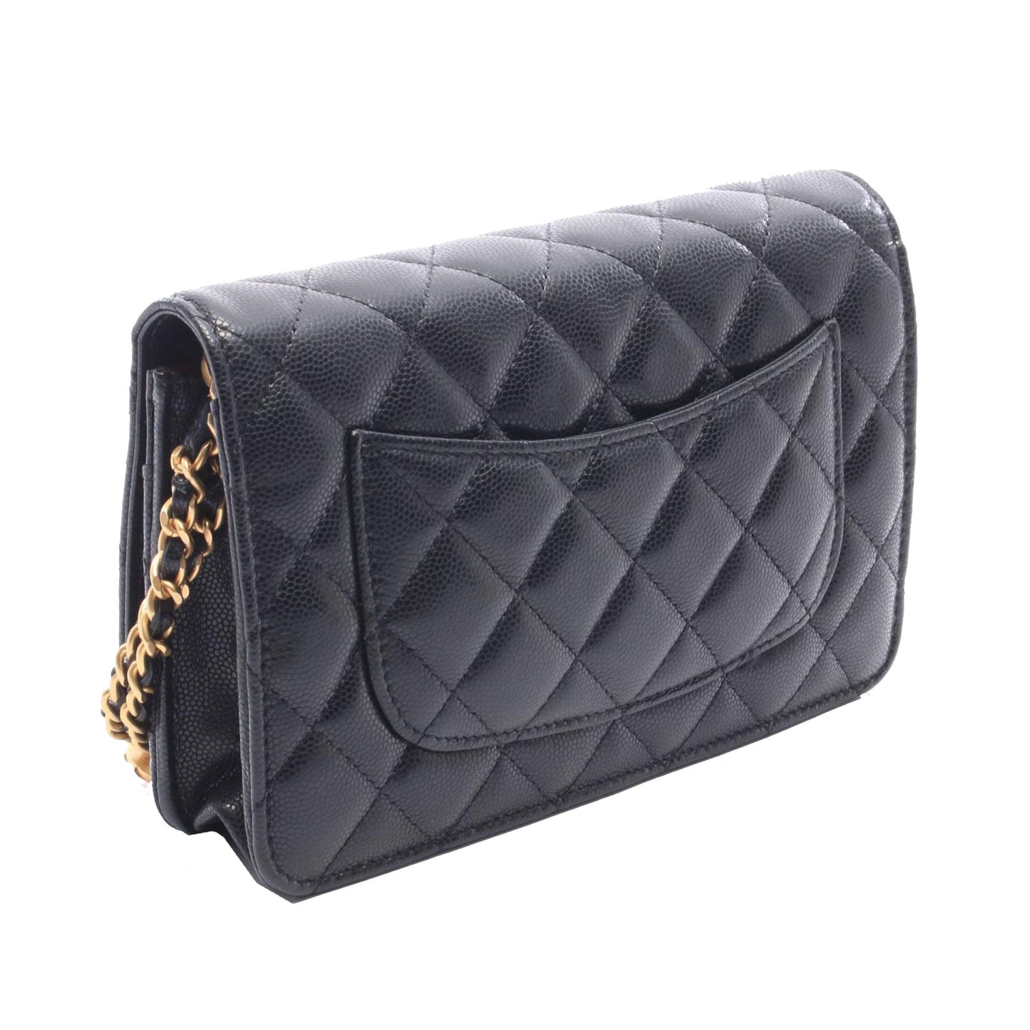 Chanel CC Quilted Caviar Coin Wallet on Chain