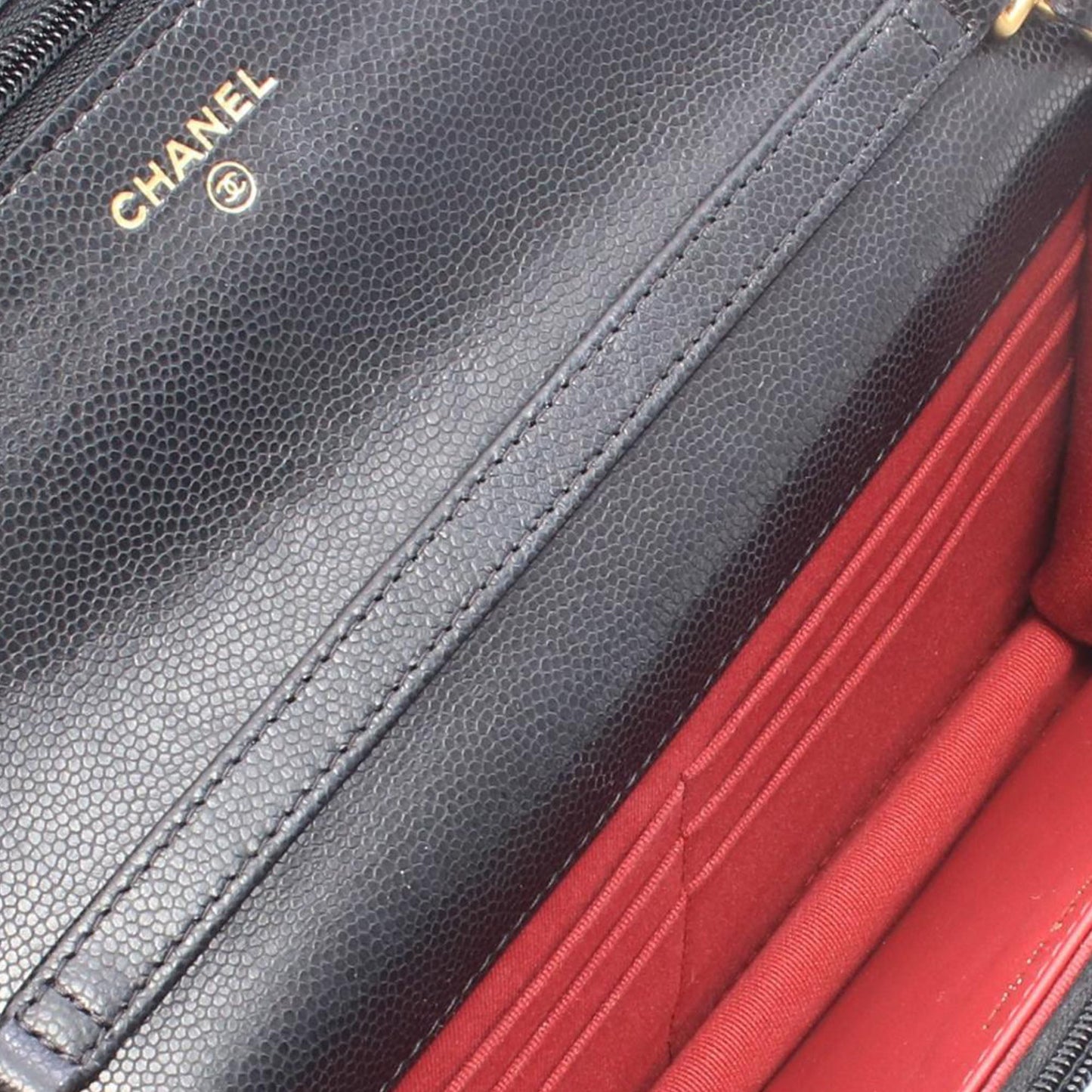 Chanel CC Quilted Caviar Coin Wallet on Chain