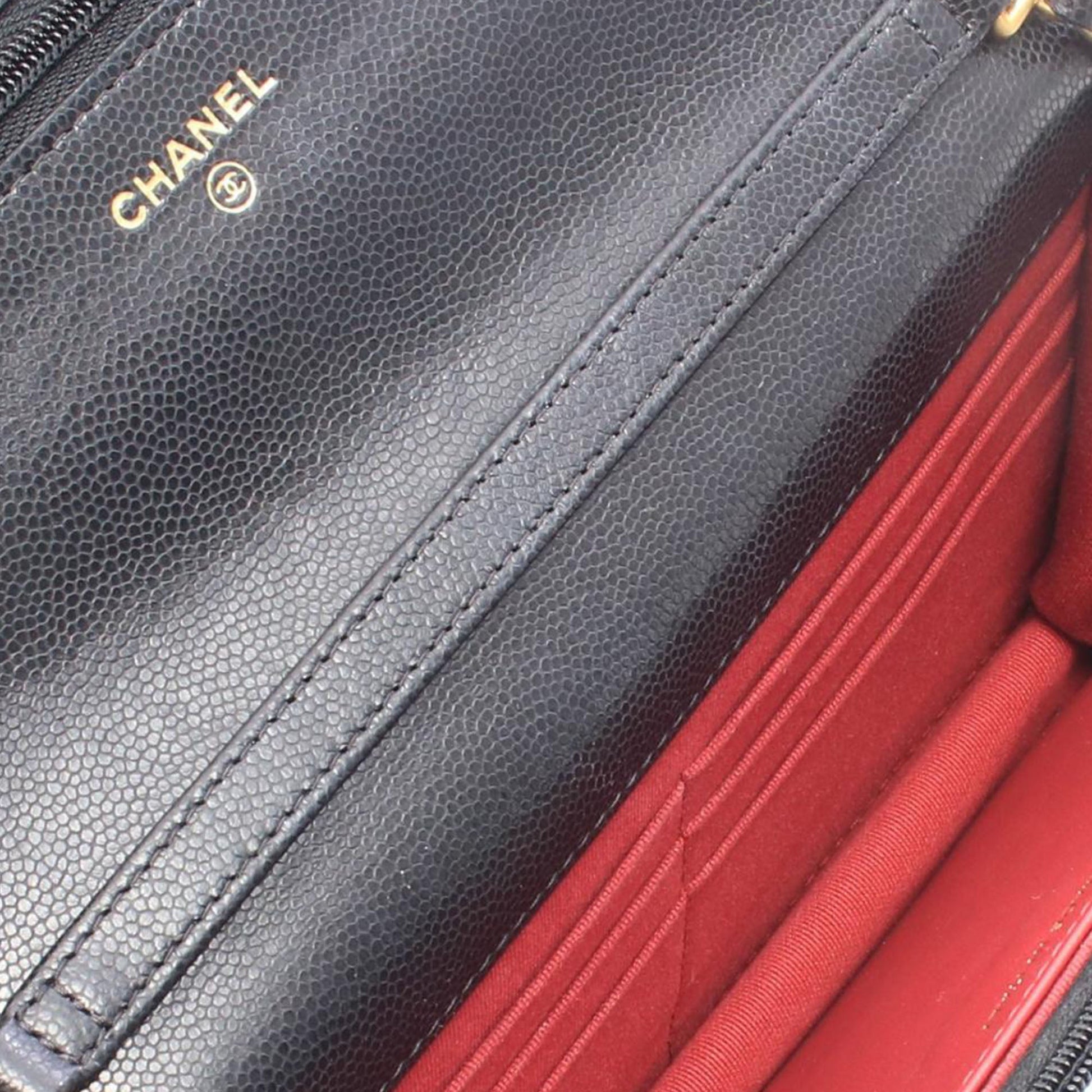 Chanel CC Quilted Caviar Coin Wallet on Chain