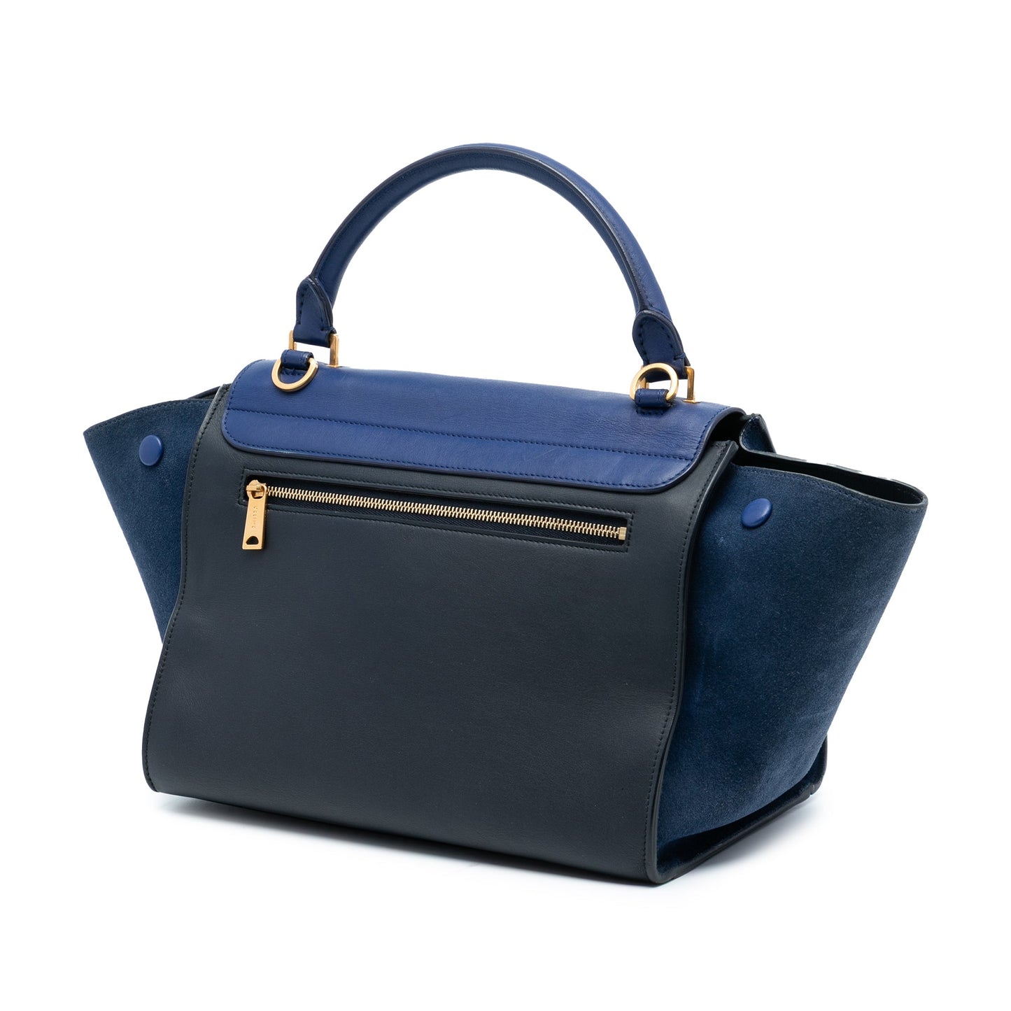 Celine Small Bicolor Calfskin and Suede Trapeze Satchel