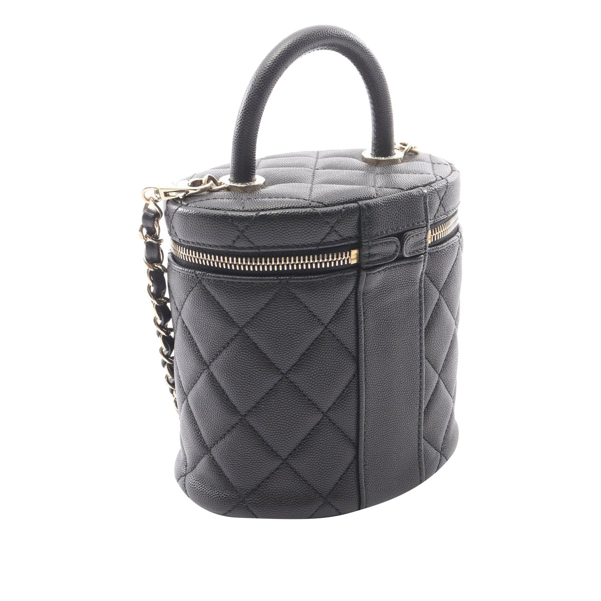 Chanel CC Quilted Caviar Top Handle Vanity with Chain