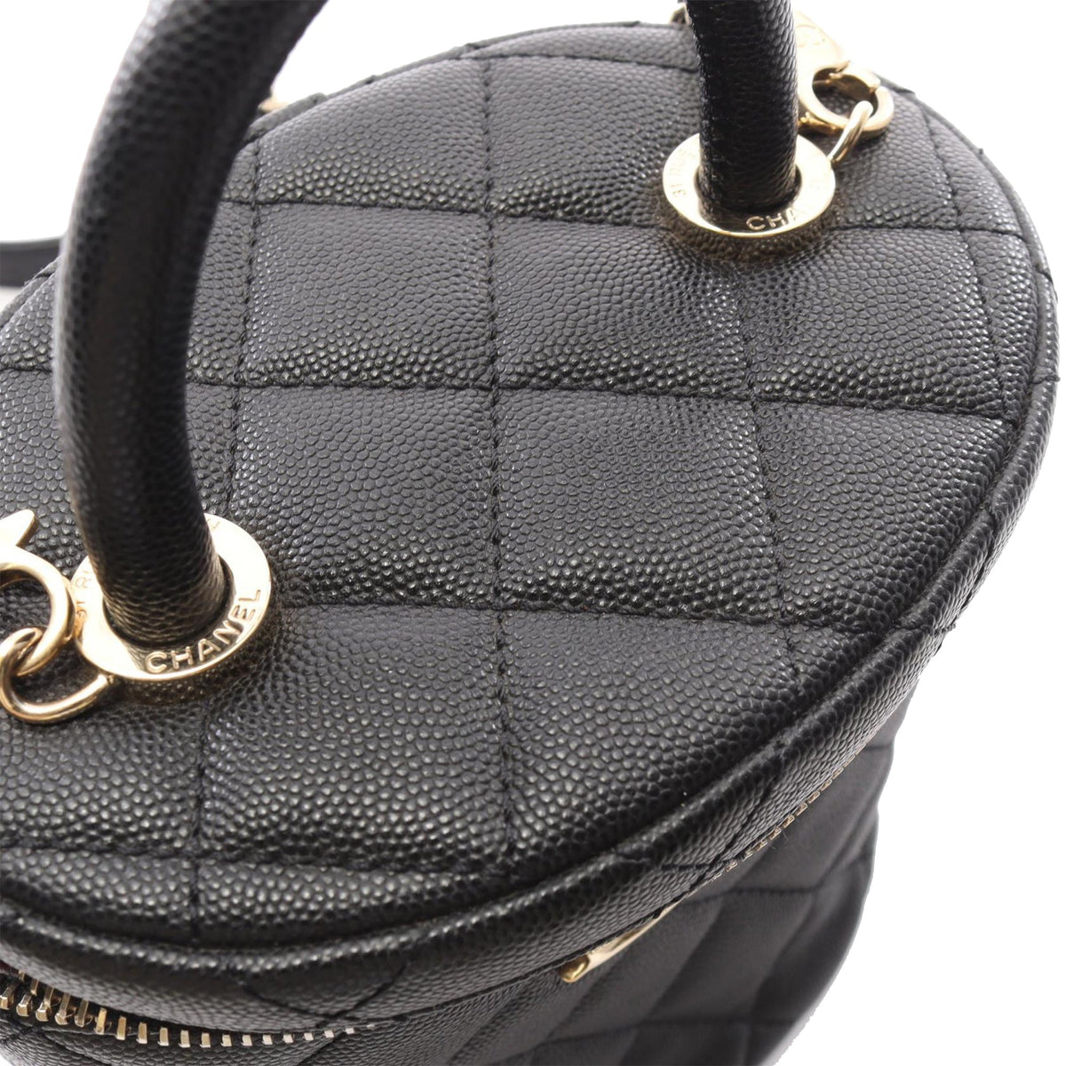 Chanel CC Quilted Caviar Top Handle Vanity with Chain