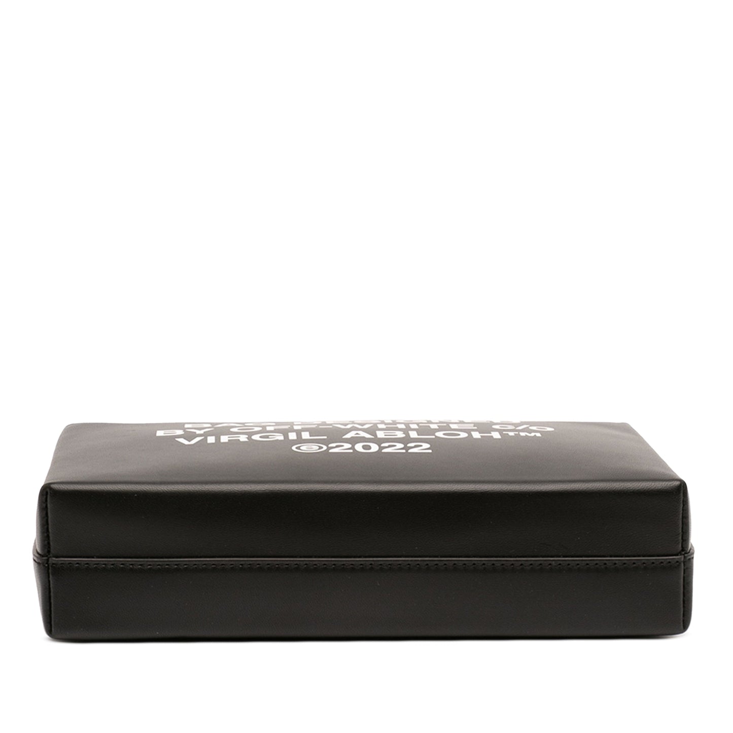 Off-White Leather Block Pouch Quote Clutch with Chain