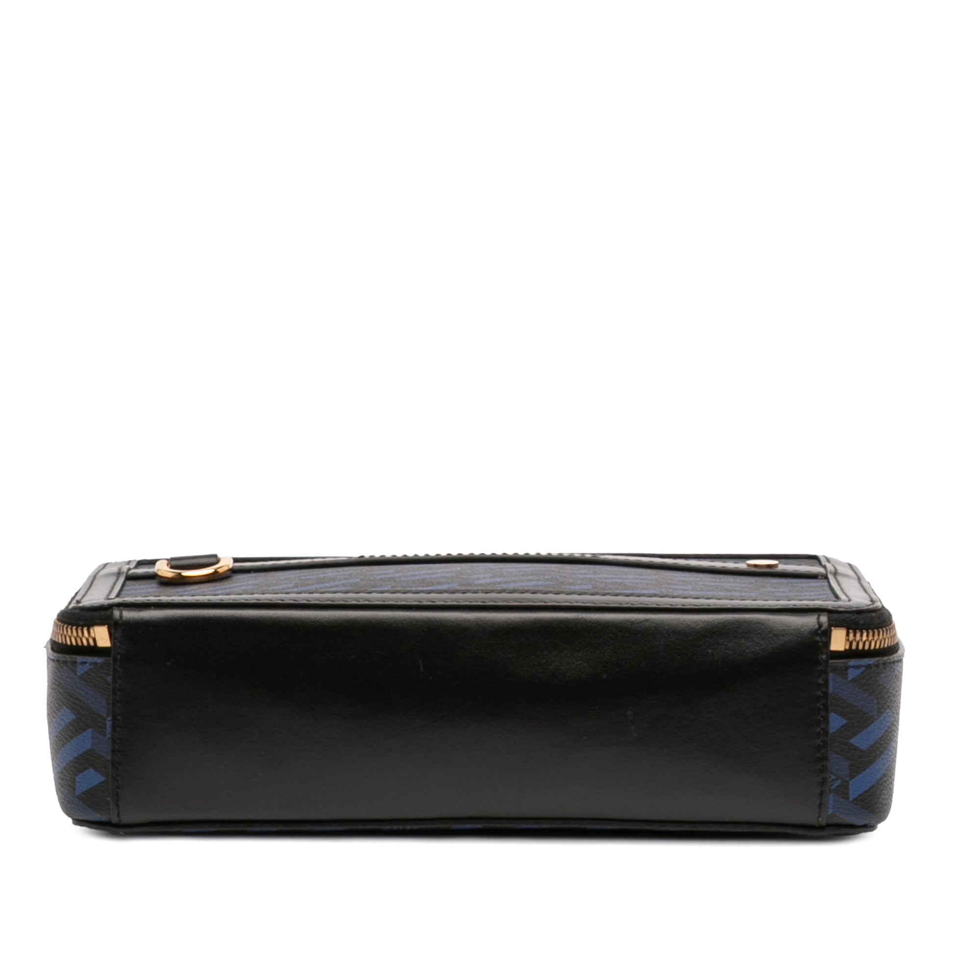 Versace Coated Canvas La Greca Zip Around Messenger Bag