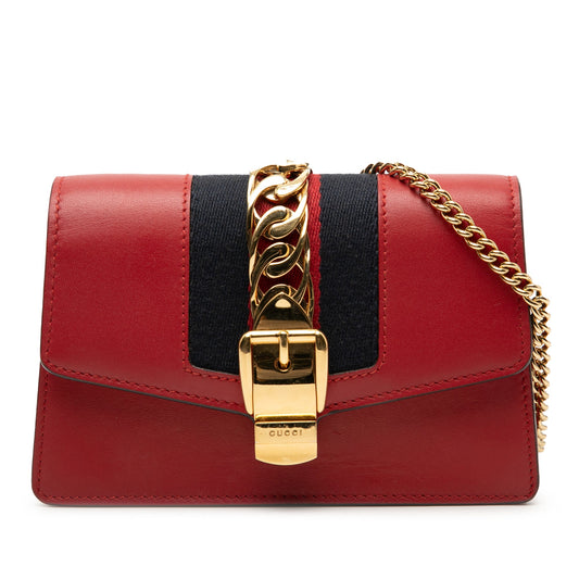 Gucci Super Mini Leather Sylvie Chain Crossbody