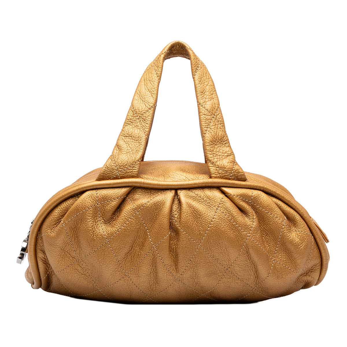 Chanel Small Quilted Metallic Calfskin Le Marais Bowler Bag — Gold