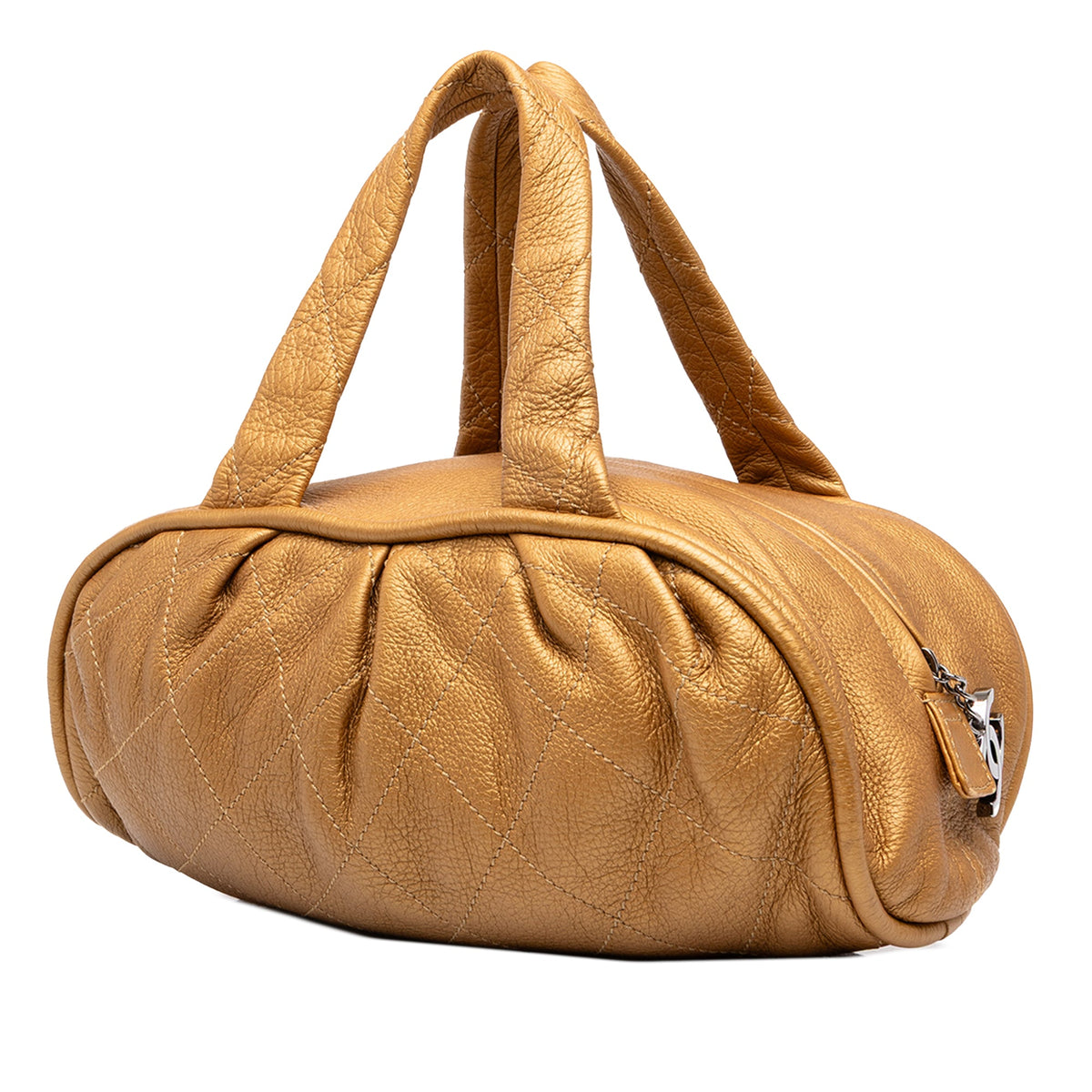 Chanel Small Quilted Metallic Calfskin Le Marais Bowler Bag — Gold