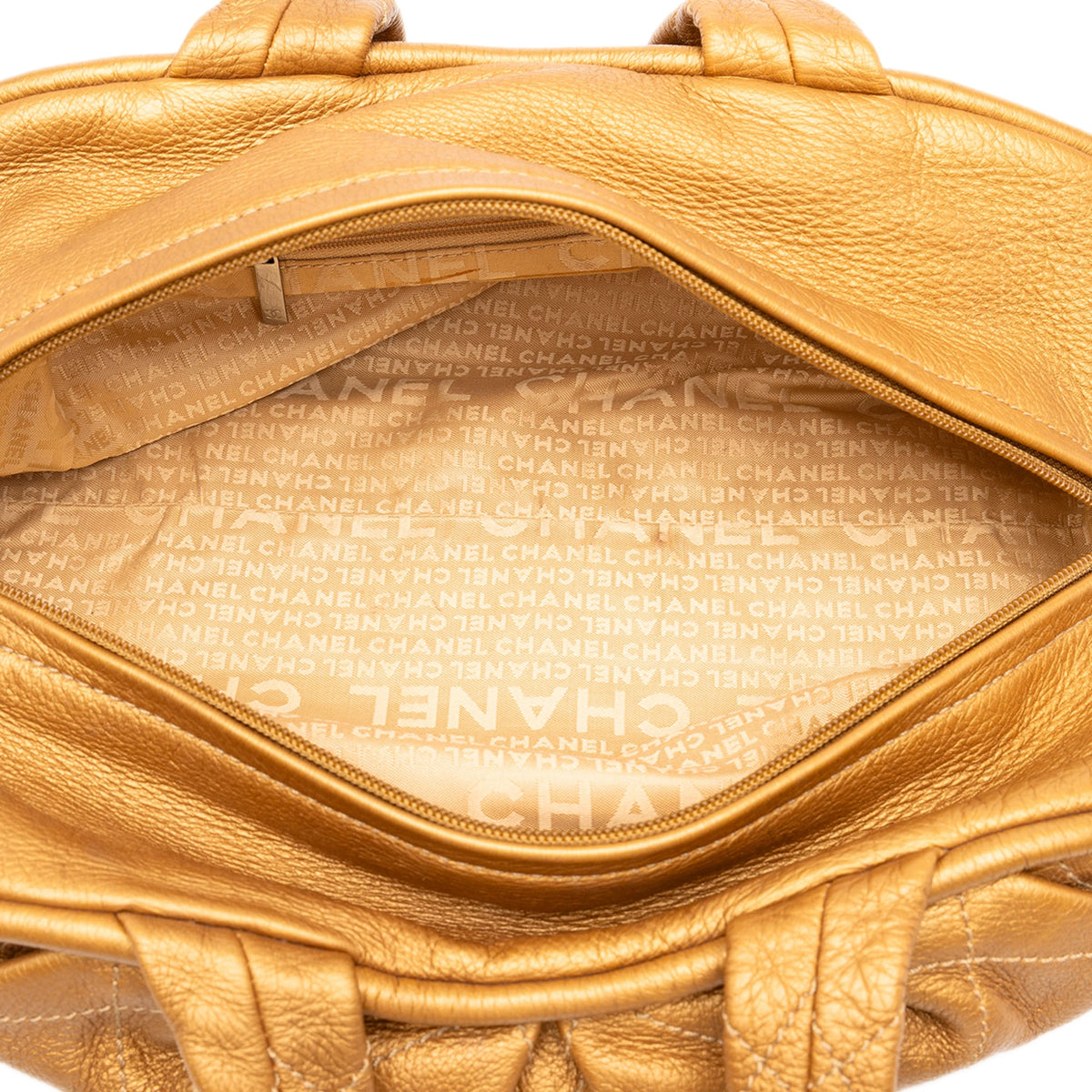 Chanel Small Quilted Metallic Calfskin Le Marais Bowler Bag — Gold
