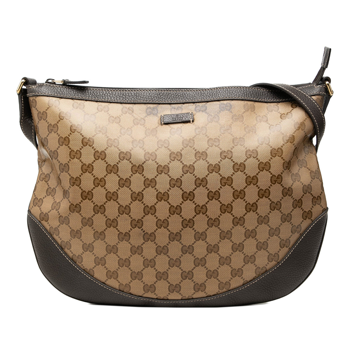 Gucci Large GG Crystal Half Moon Crossbody — Beige