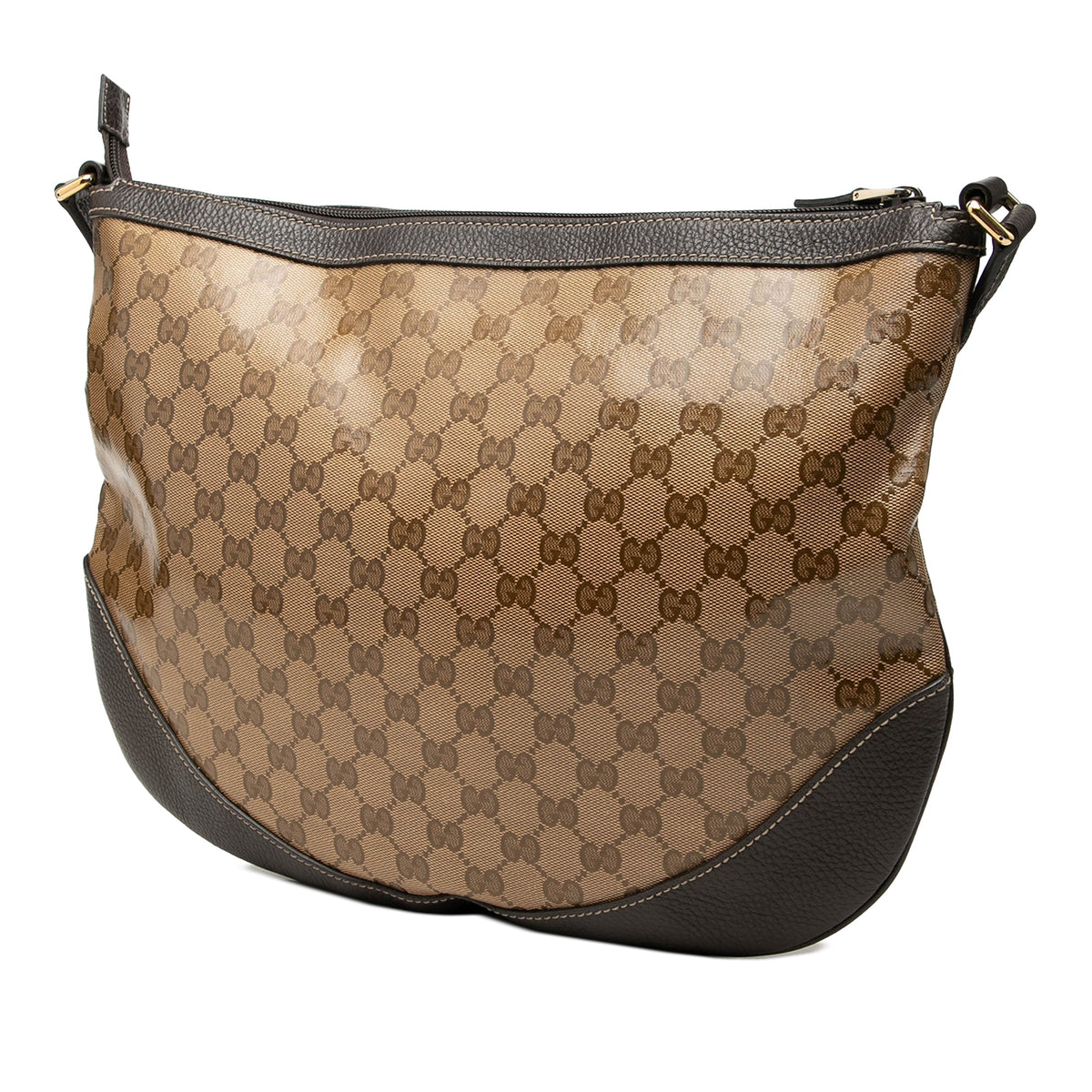 Gucci Large GG Crystal Half Moon Crossbody — Beige