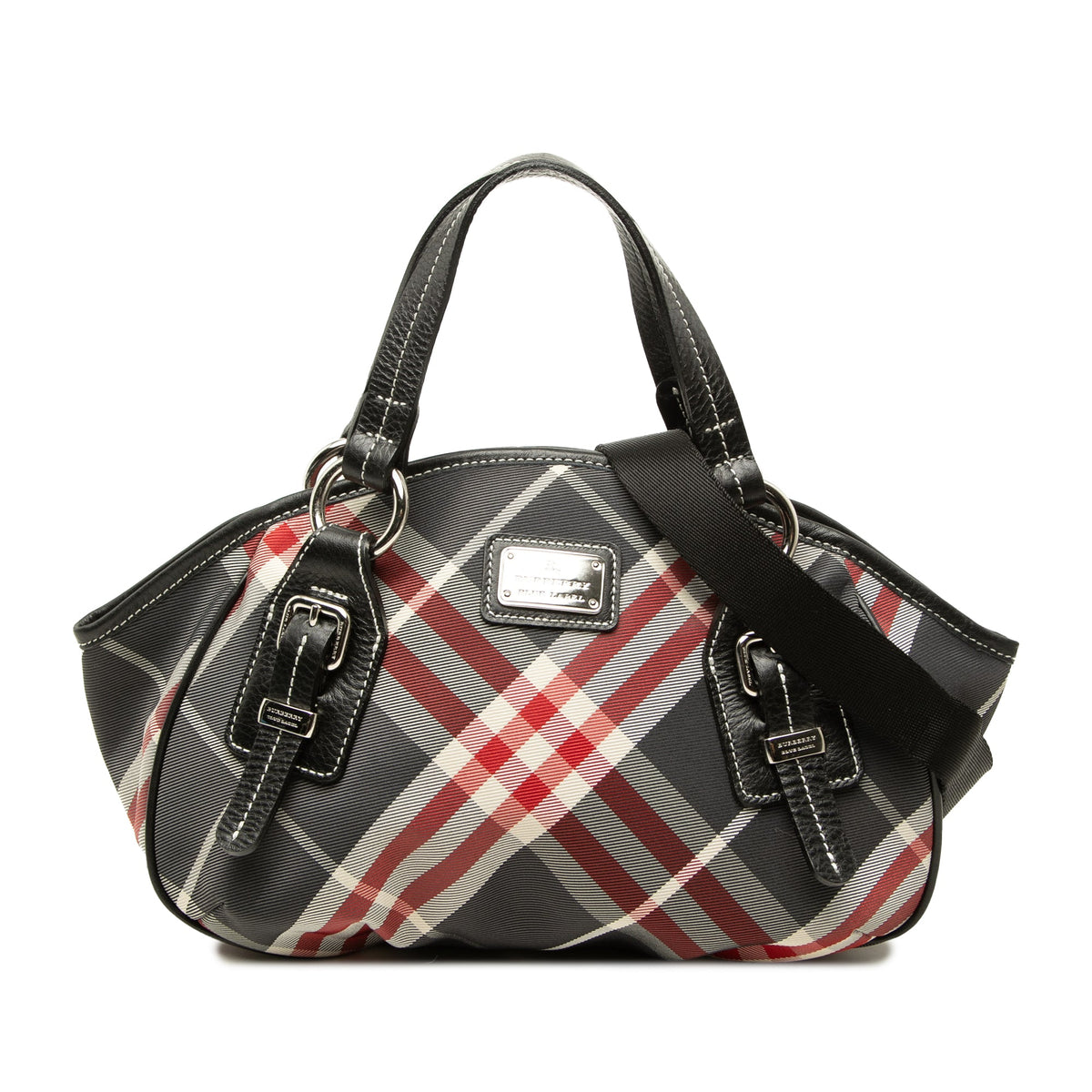 Burberry Supernova Check Nylon Satchel — Black