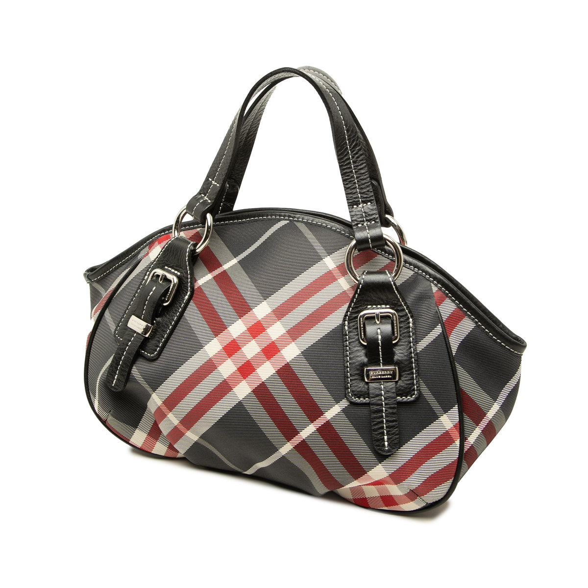 Burberry Supernova Check Nylon Satchel — Black