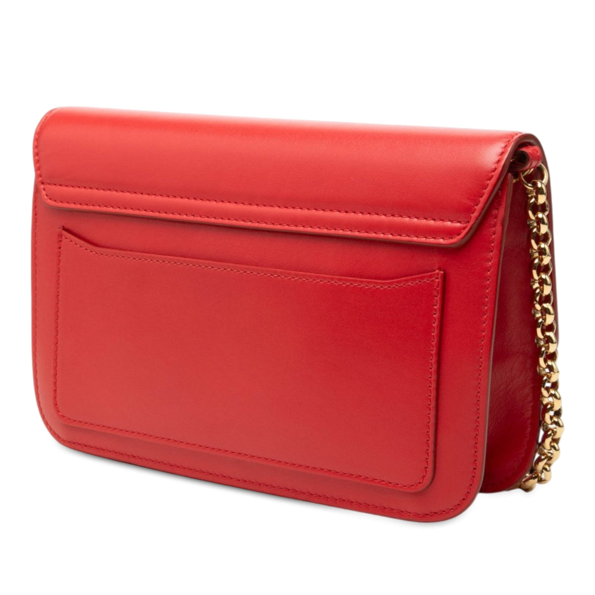 Chloé Mini Calfskin and Suede C Chain Crossbody — Red