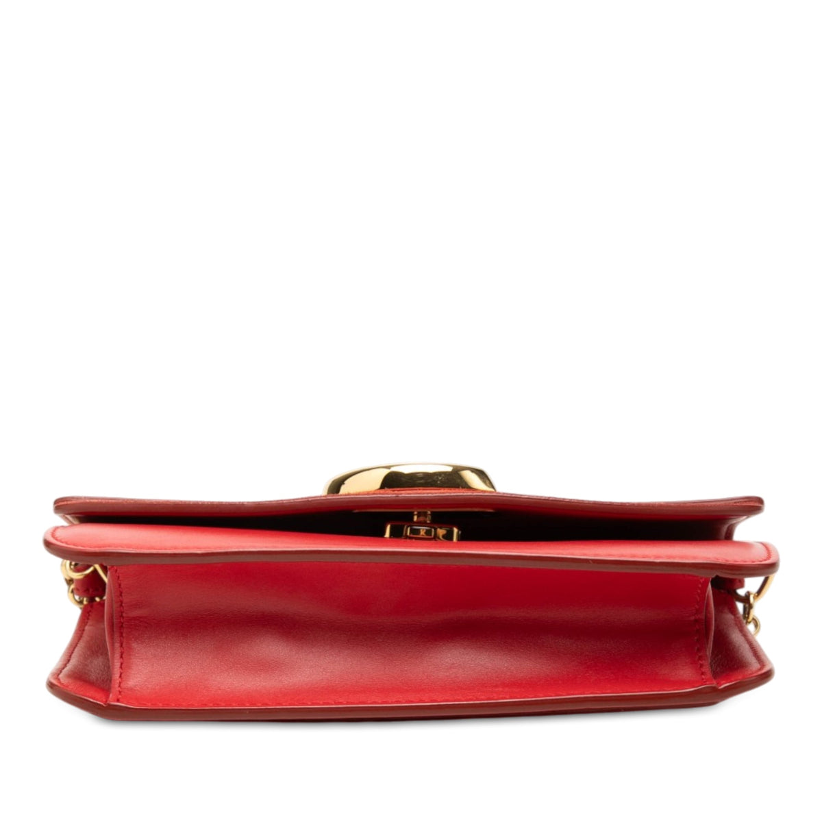 Chloé Mini Calfskin and Suede C Chain Crossbody — Red