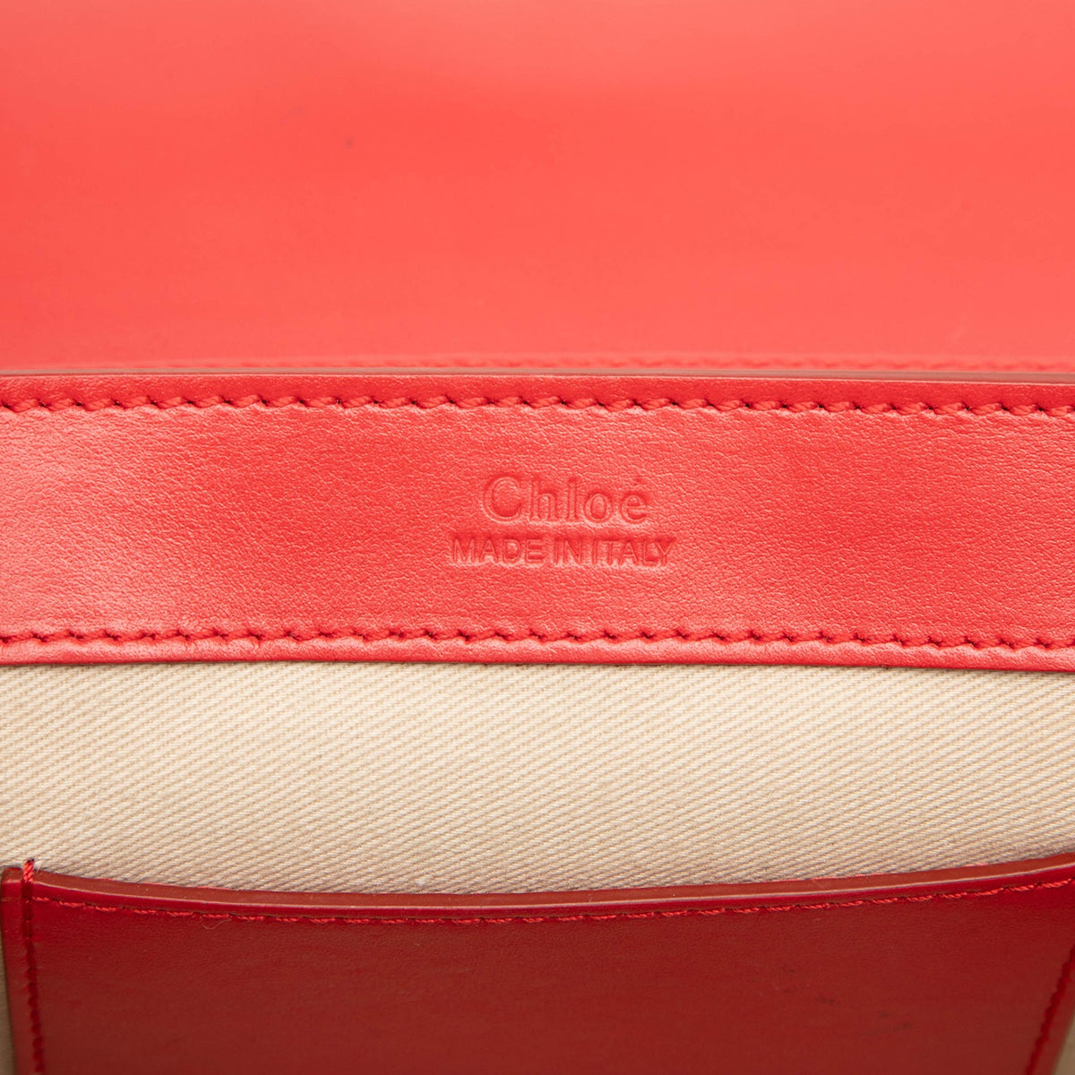 Chloé Mini Calfskin and Suede C Chain Crossbody — Red