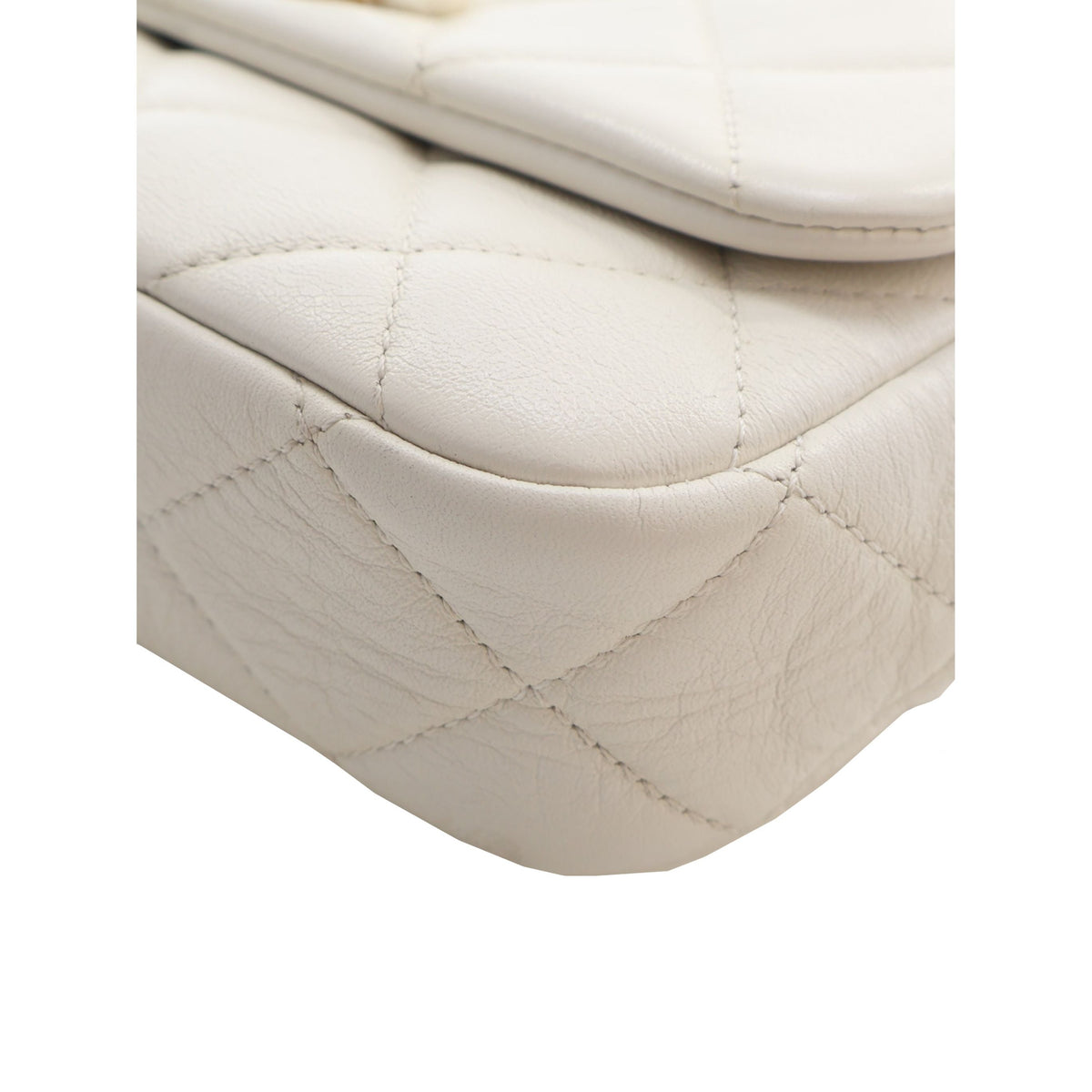 Chanel Mini Quilted Glazed Calfskin Pearl Side Flap — White