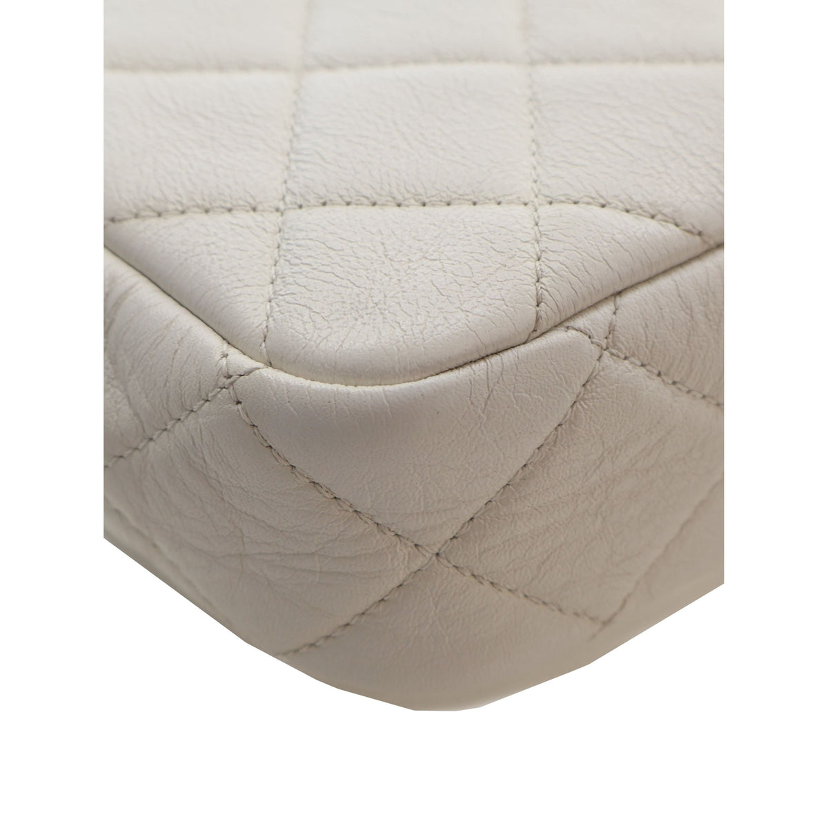 Chanel Mini Quilted Glazed Calfskin Pearl Side Flap — White