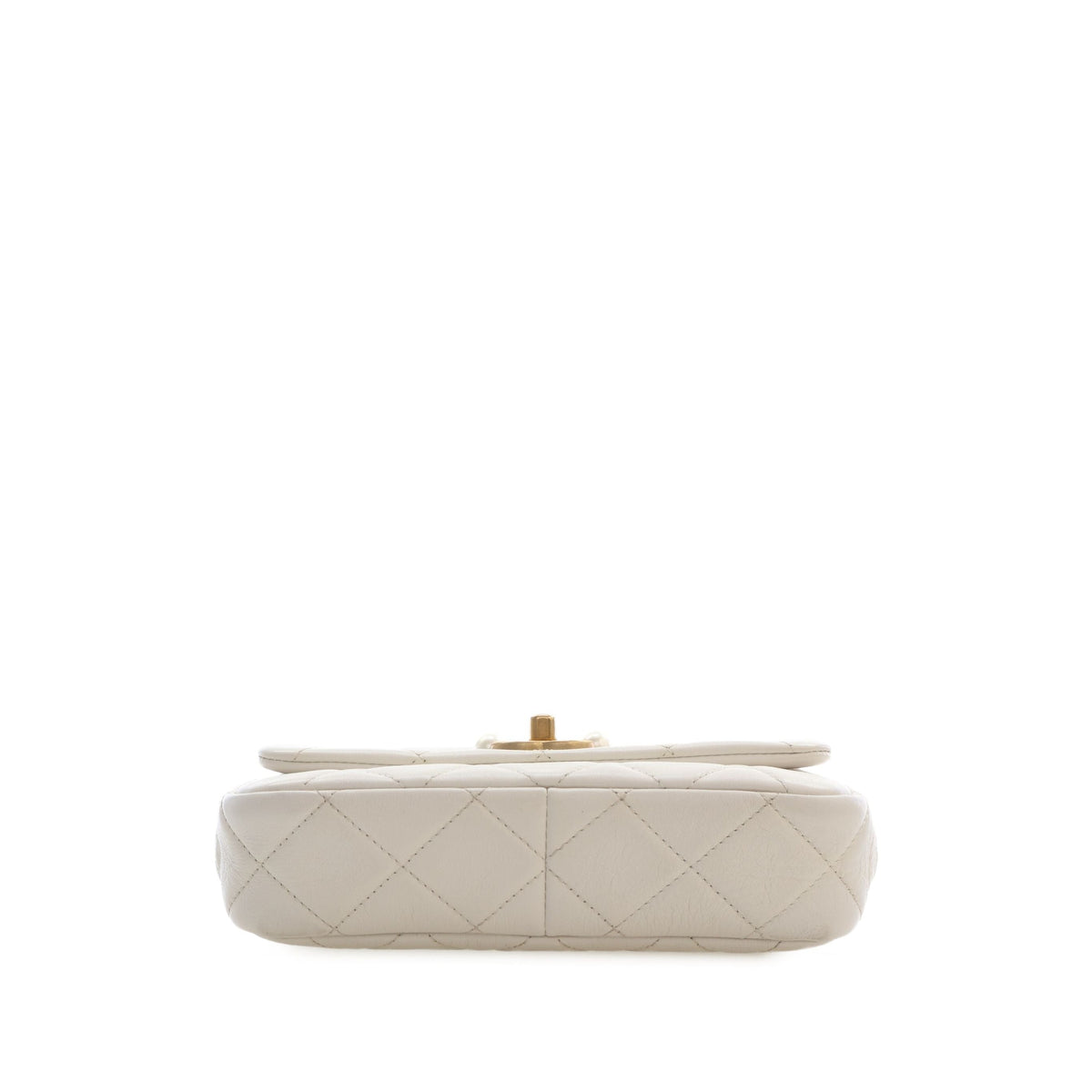 Chanel Mini Quilted Glazed Calfskin Pearl Side Flap — White