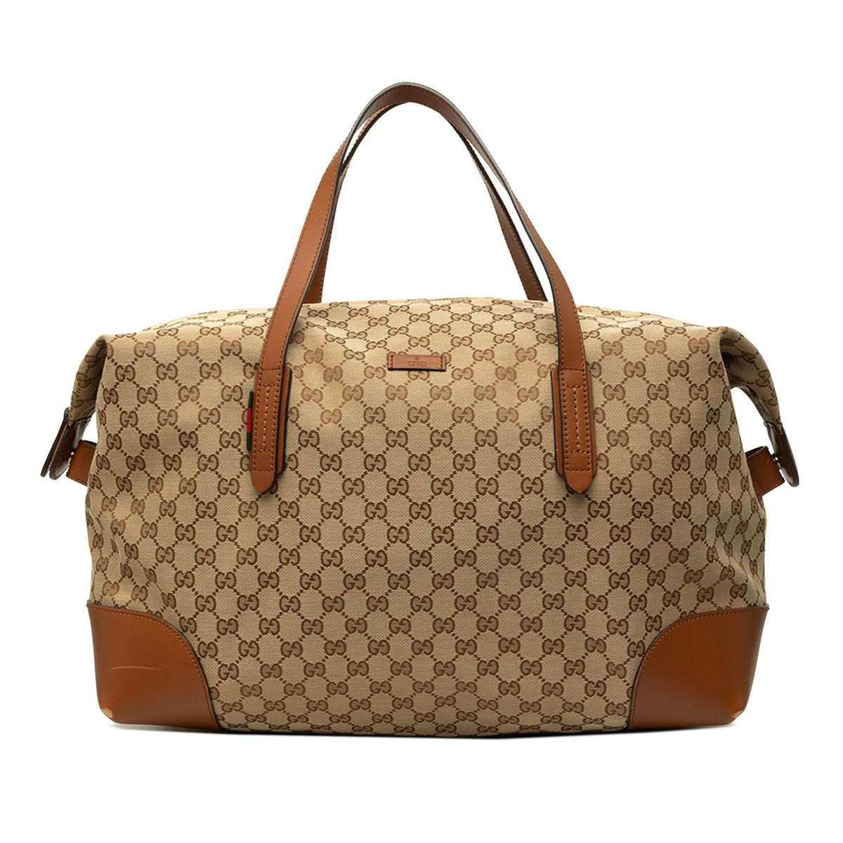 Gucci GG Canvas Web Travel Bag — Beige