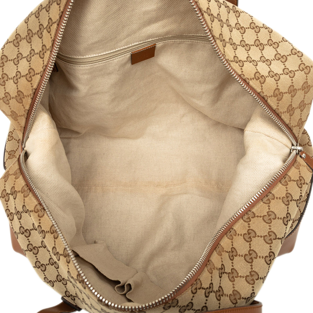 Gucci GG Canvas Web Travel Bag — Beige