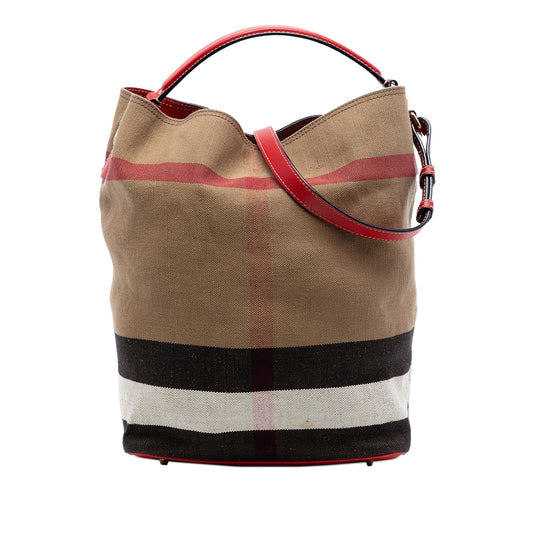 Burberry Medium Mega Check Canvas Ashby Bucket Bag