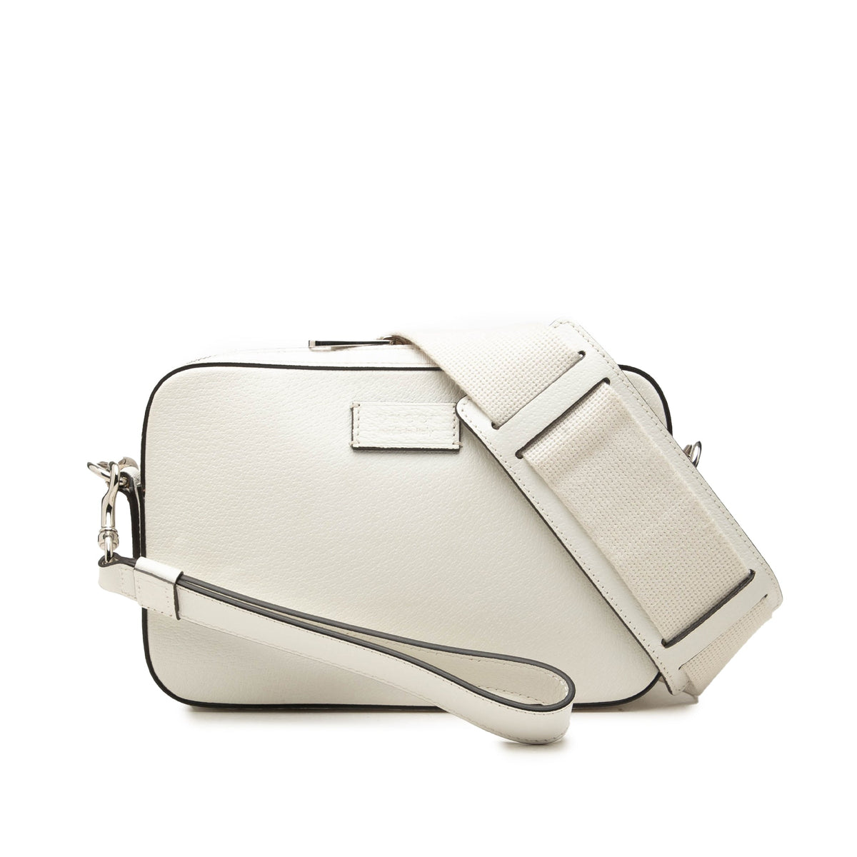 Gucci GG Supreme Trimmed Calfskin Crossbody — White