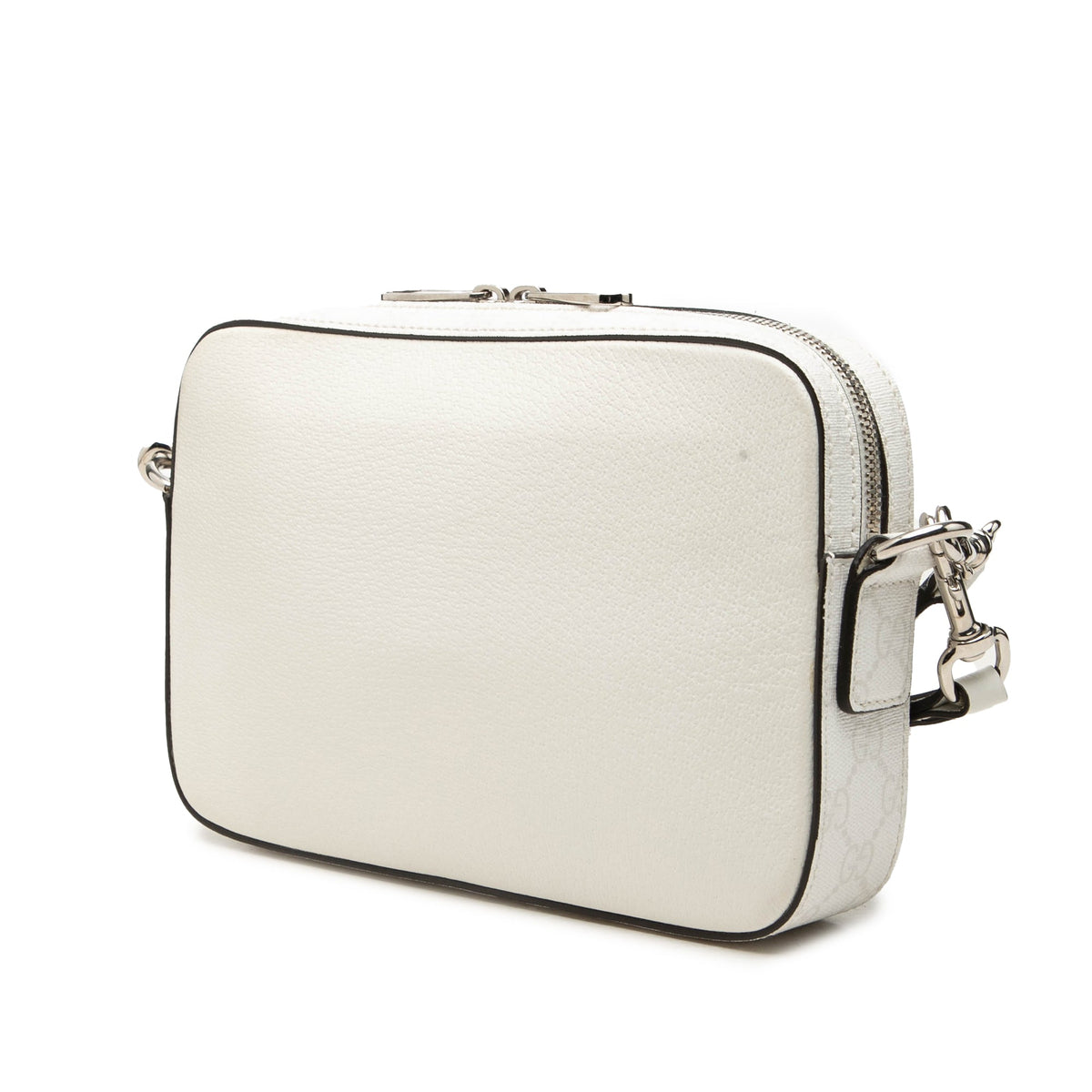 Gucci GG Supreme Trimmed Calfskin Crossbody — White