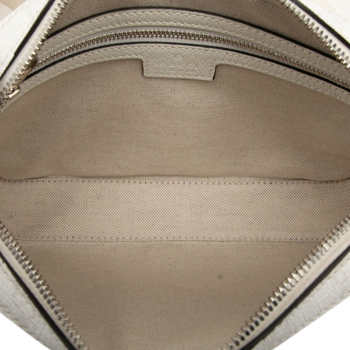 Gucci GG Supreme Trimmed Calfskin Crossbody — White