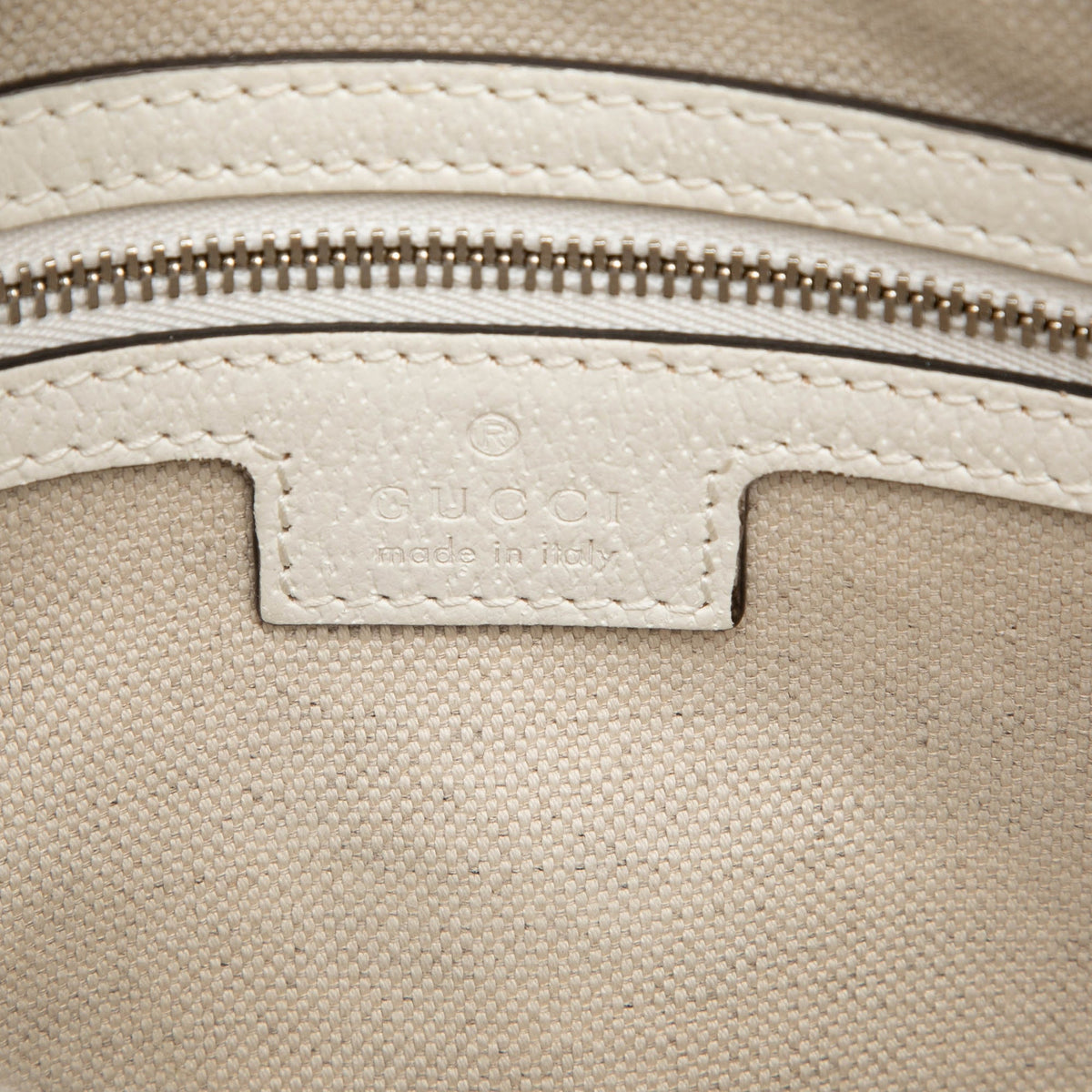 Gucci GG Supreme Trimmed Calfskin Crossbody — White