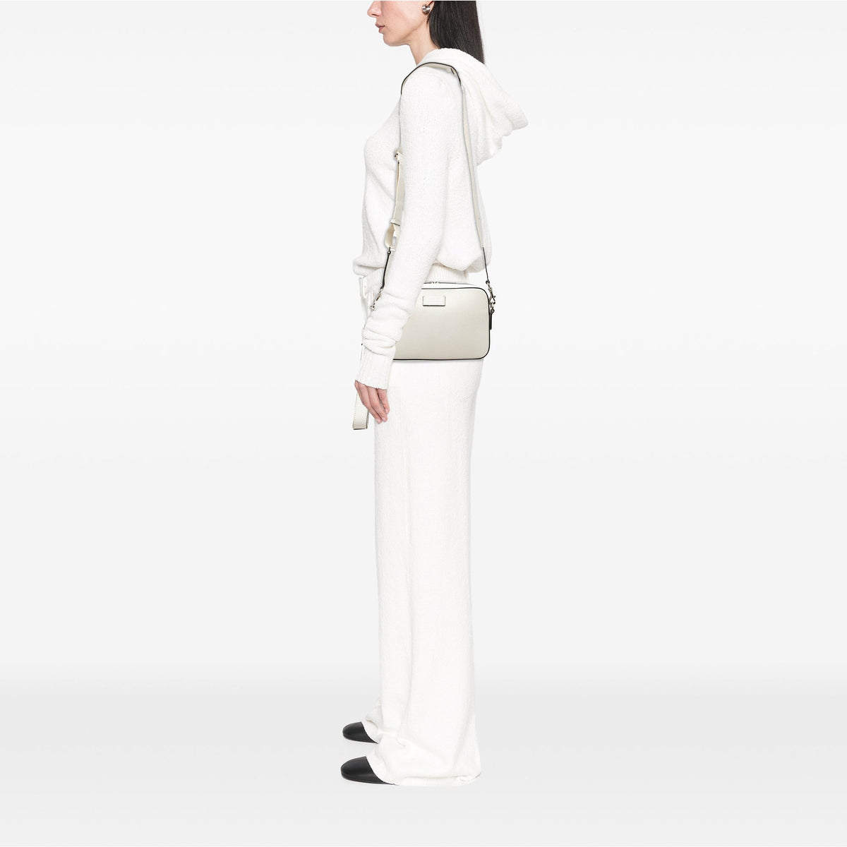 Gucci GG Supreme Trimmed Calfskin Crossbody — White
