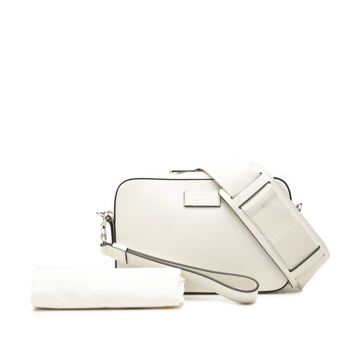Gucci GG Supreme Trimmed Calfskin Crossbody — White