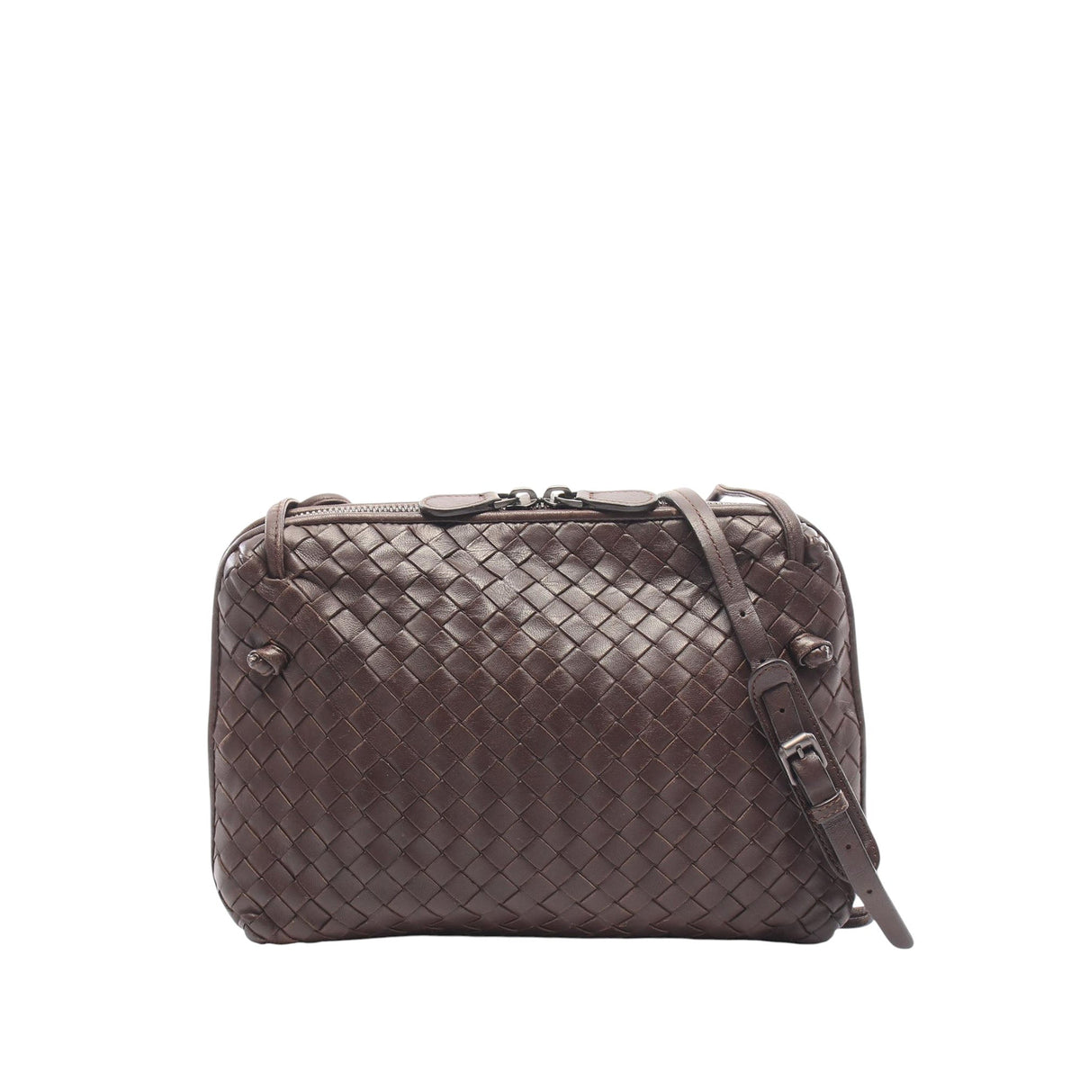 Bottega Veneta Nappa Intrecciato Nodini Crossbody — Brown