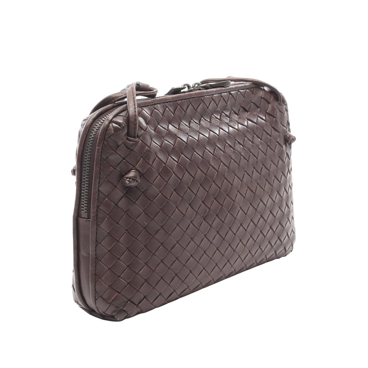 Bottega Veneta Nappa Intrecciato Nodini Crossbody — Brown