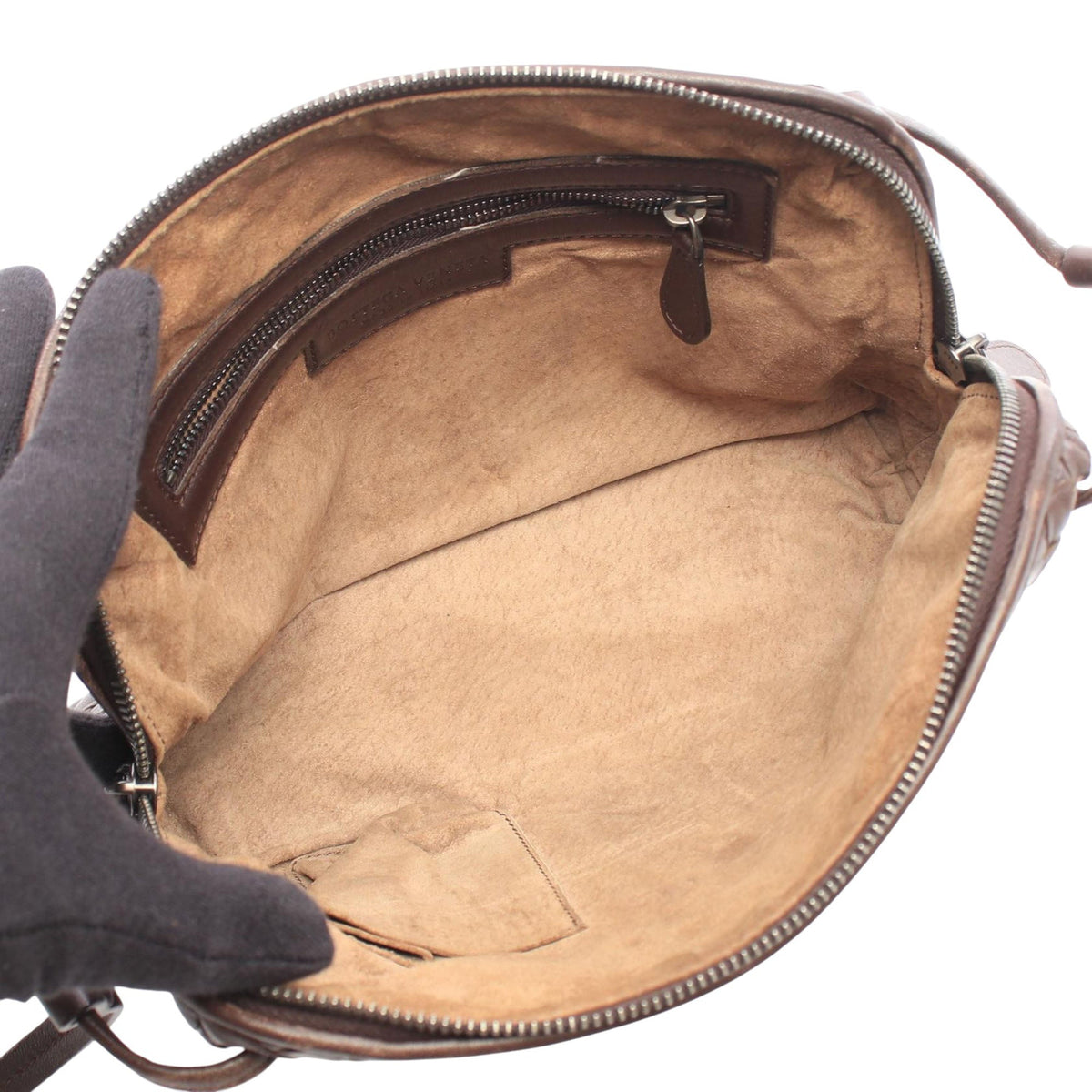 Bottega Veneta Nappa Intrecciato Nodini Crossbody — Brown